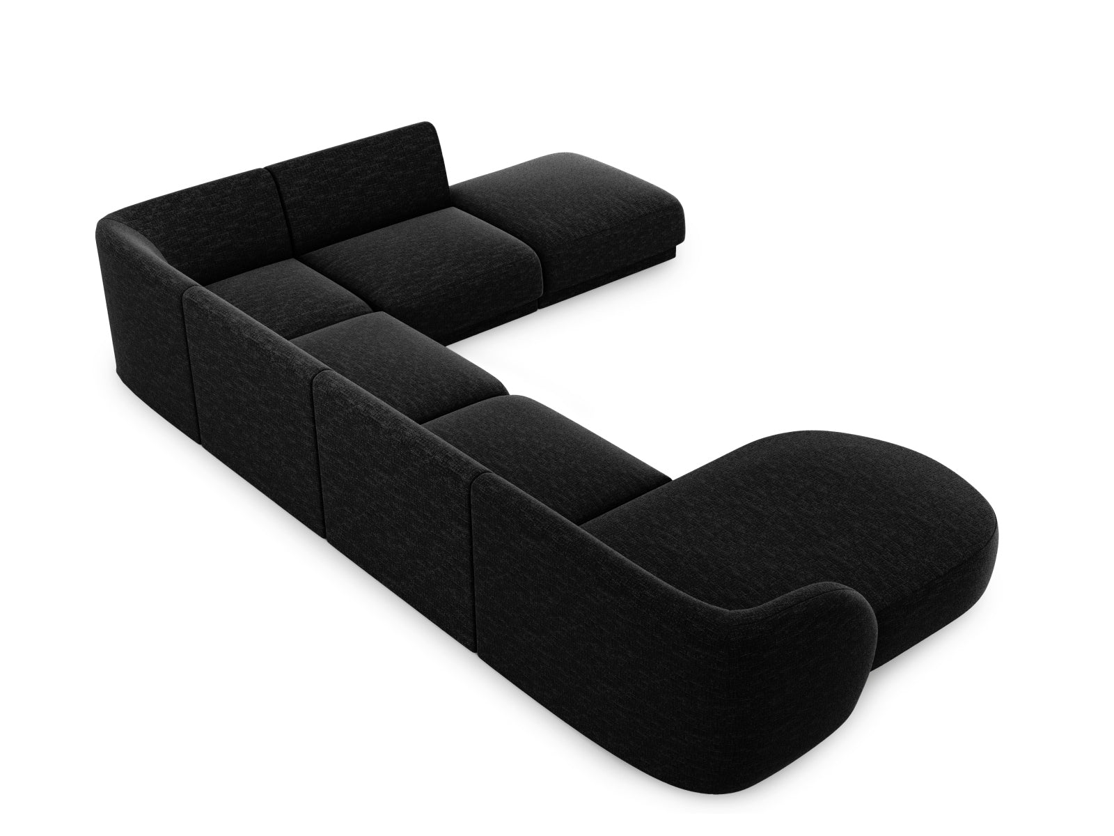 Elegantes Miley Panoramic Ecksofa rechts für bis zu 6 Personen in edlem Anthrazit, perfekt für stilvolle Wohnzimmergestaltung.