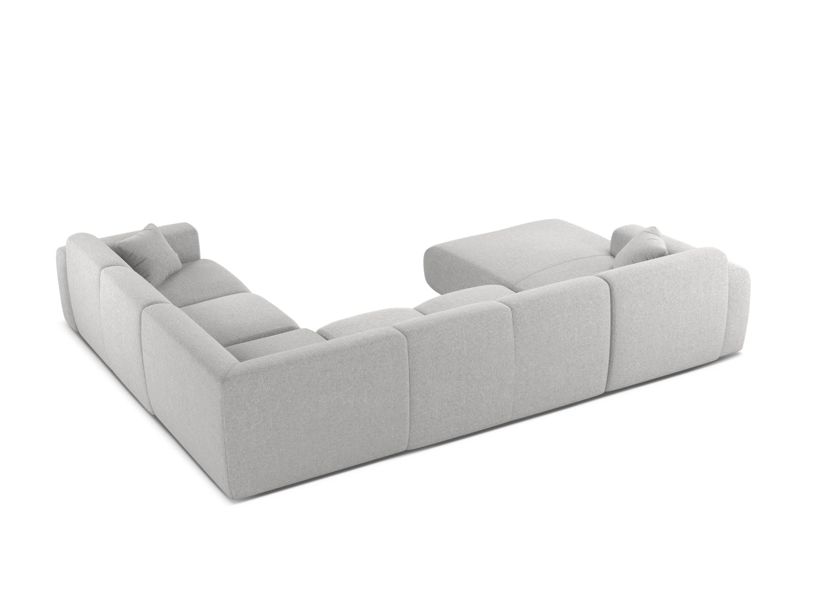 Modulares 6-Sitzer Ecksofa Molino in stilvollem Silver-Eden, perfekt für gesellige Runden und modernes Wohndesign.