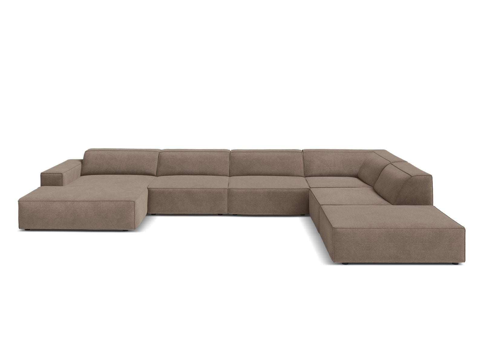7-Sitzer Modular Ecksofa Panoramic rechts Jodie in Cappuccino-Liberty präsentiert im Onlineshop von KAQTU Design AG. Ecksofa rechts ist von Micadoni