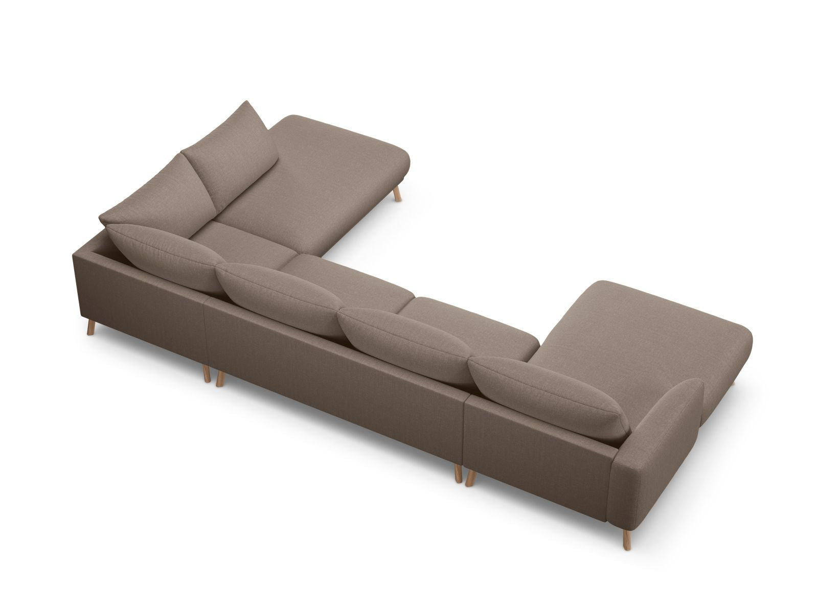 Elegantes 6-Sitzer Ecksofa Panoramic Naomi in luxuriösem Cappuccino-Liberty, ideal für gemütliche Zusammenkünfte und modernes Wohndesign.