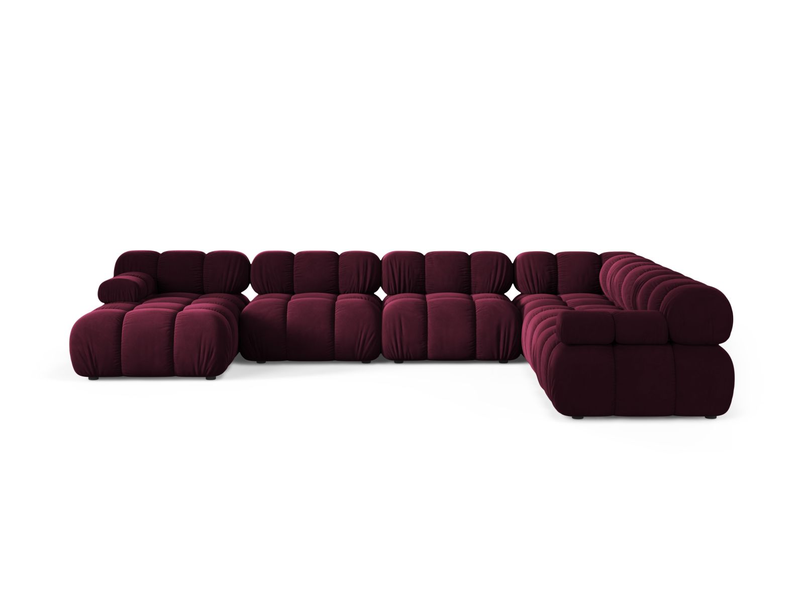 Elegantes 8-Sitzer Ecksofa Panoramic rechts Bellis in Burgundy-Venus, ideal für stilvolle Wohnräume, präsentiert von Micadoni.