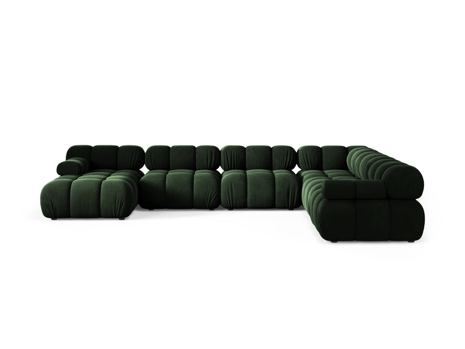 Elegantes 8-Sitzer Ecksofa Panoramic rechts Bellis in sattem Bottle Green, ideal für stilvolle Wohnräume und gesellige Abende.