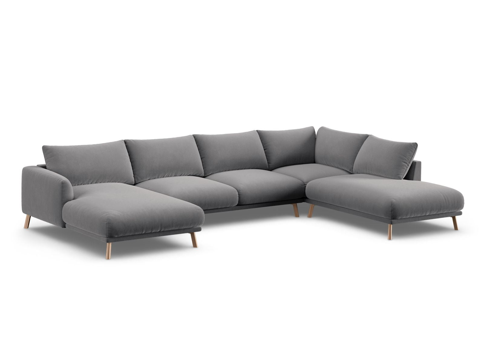 Elegantes 6-Sitzer Panoramic Ecksofa rechts Naomi in stilvollem Grau, ideal für moderne Wohnräume, von Micadoni.
