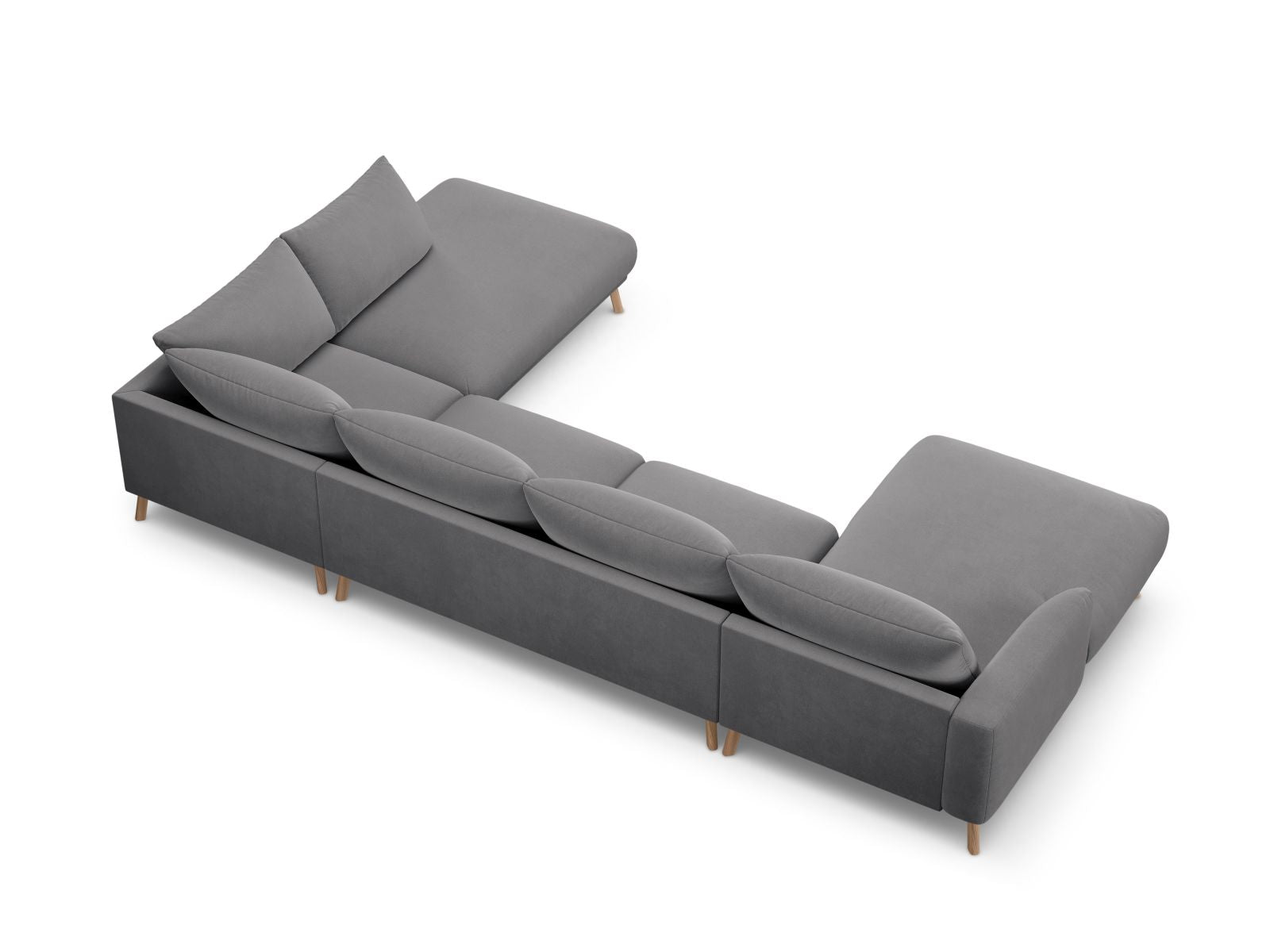 Elegantes 6-Sitzer Panoramic Ecksofa rechts Naomi von Micadoni, ideal für gemütliche Zusammenkünfte und modernes Wohndesign.