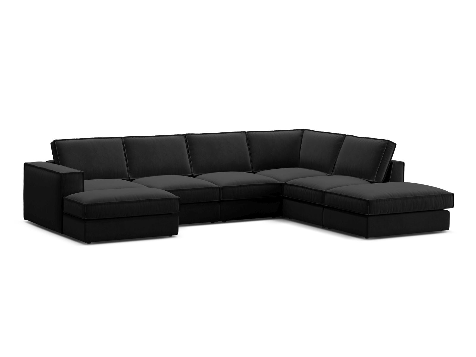 Elegantes 5-Sitzer Ecksofa Panoramic rechts in stilvollem Schwarz, ideal für moderne Wohnräume, von Micadoni.