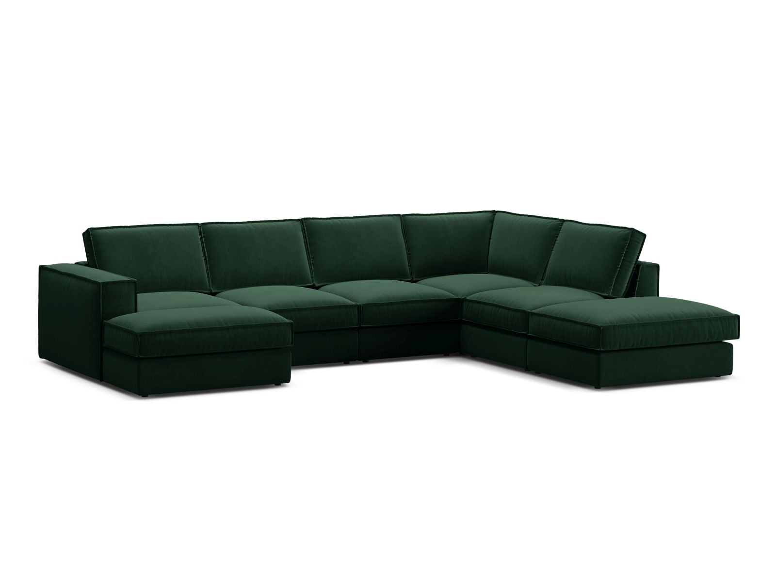 Elegantes 5-Sitzer Ecksofa Panoramic rechts in Bottle Green-Salvador von Micadoni, ideal für stilvolle Wohnräume.