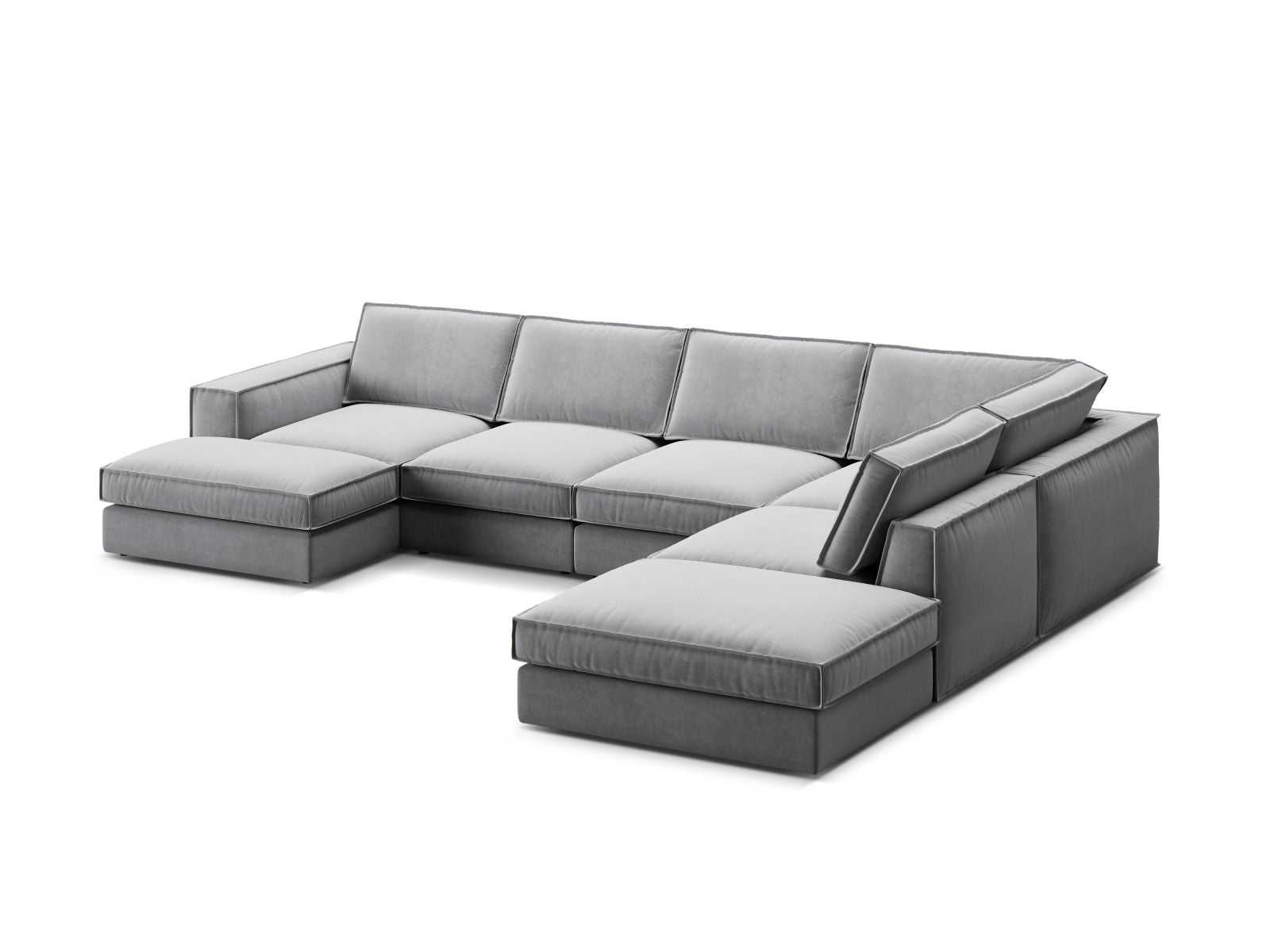 Elegantes 5-Sitzer Ecksofa Panoramic rechts Pola in modernem Design, ideal für stilvolle Wohnräume und entspannte Abende.