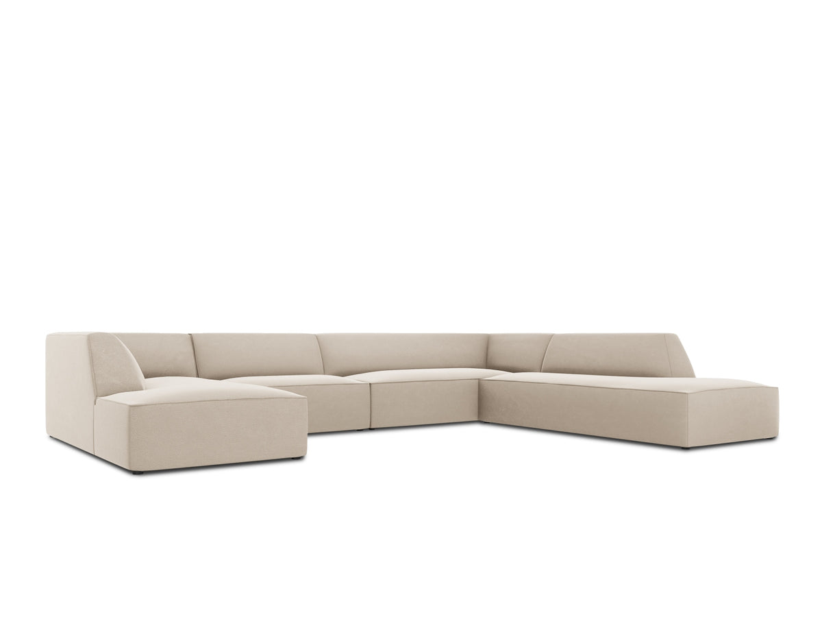 Ruby Velour Panoramic Ecksofa rechts 7 Sitzer in Beige-Salvador präsentiert im Onlineshop von KAQTU Design AG. Ecksofa rechts ist von Micadoni