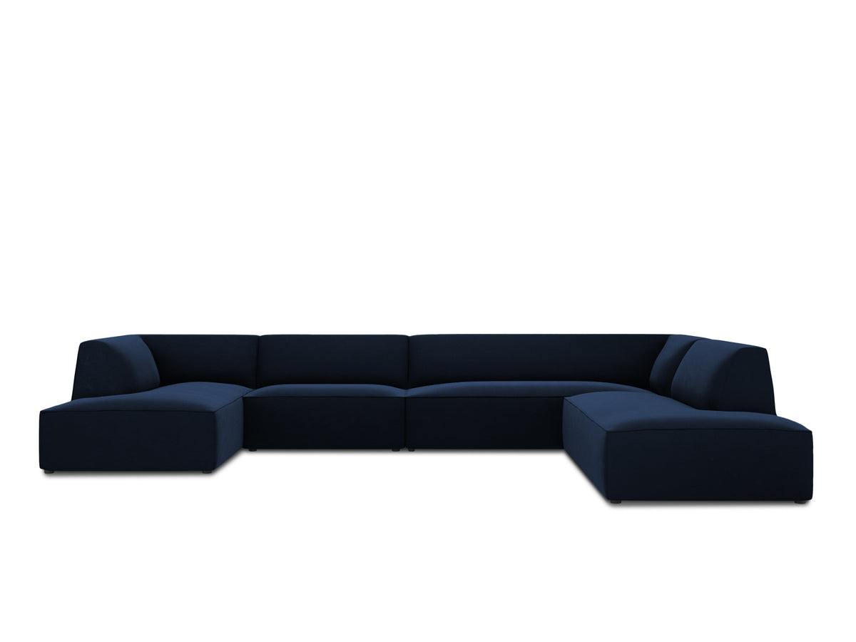 Ruby Velour Panoramic Ecksofa rechts 7 Sitzer in Royal Blue-Salvador präsentiert im Onlineshop von KAQTU Design AG. Ecksofa rechts ist von Micadoni