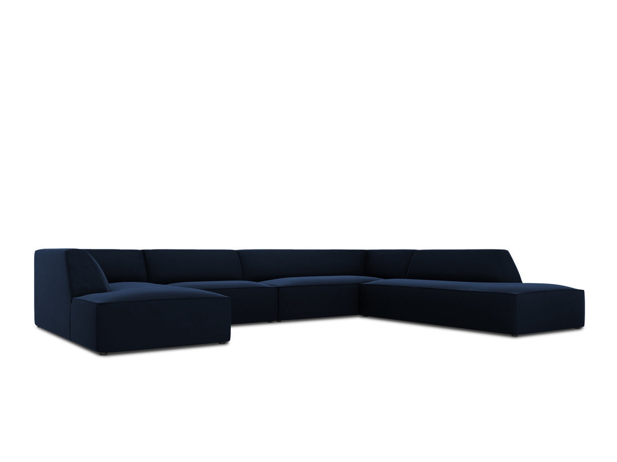 Ruby Velour Panoramic Ecksofa rechts 7 Sitzer in Royal Blue-Salvador präsentiert im Onlineshop von KAQTU Design AG. Ecksofa rechts ist von Micadoni