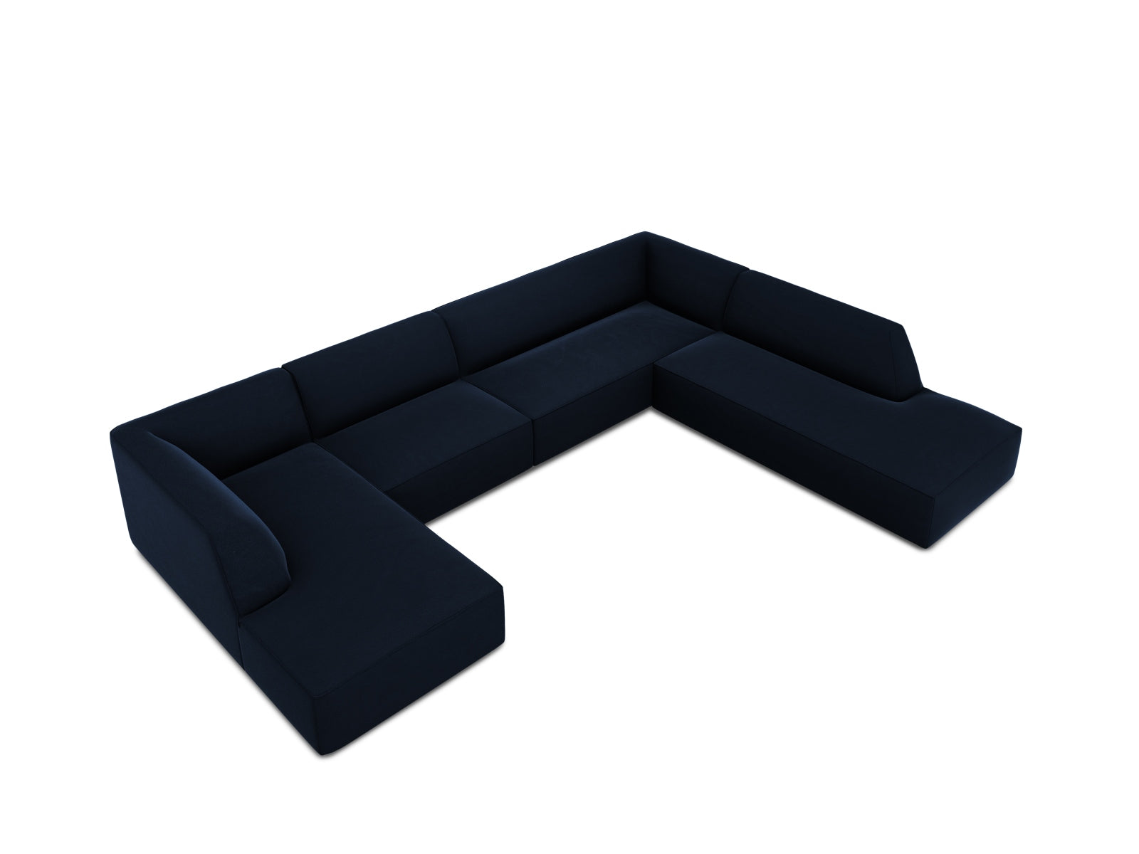 Ruby Velour Panoramic Ecksofa rechts 7 Sitzer in Royal Blue präsentiert im Onlineshop von KAQTU Design AG. Ecksofa rechts ist von Micadoni