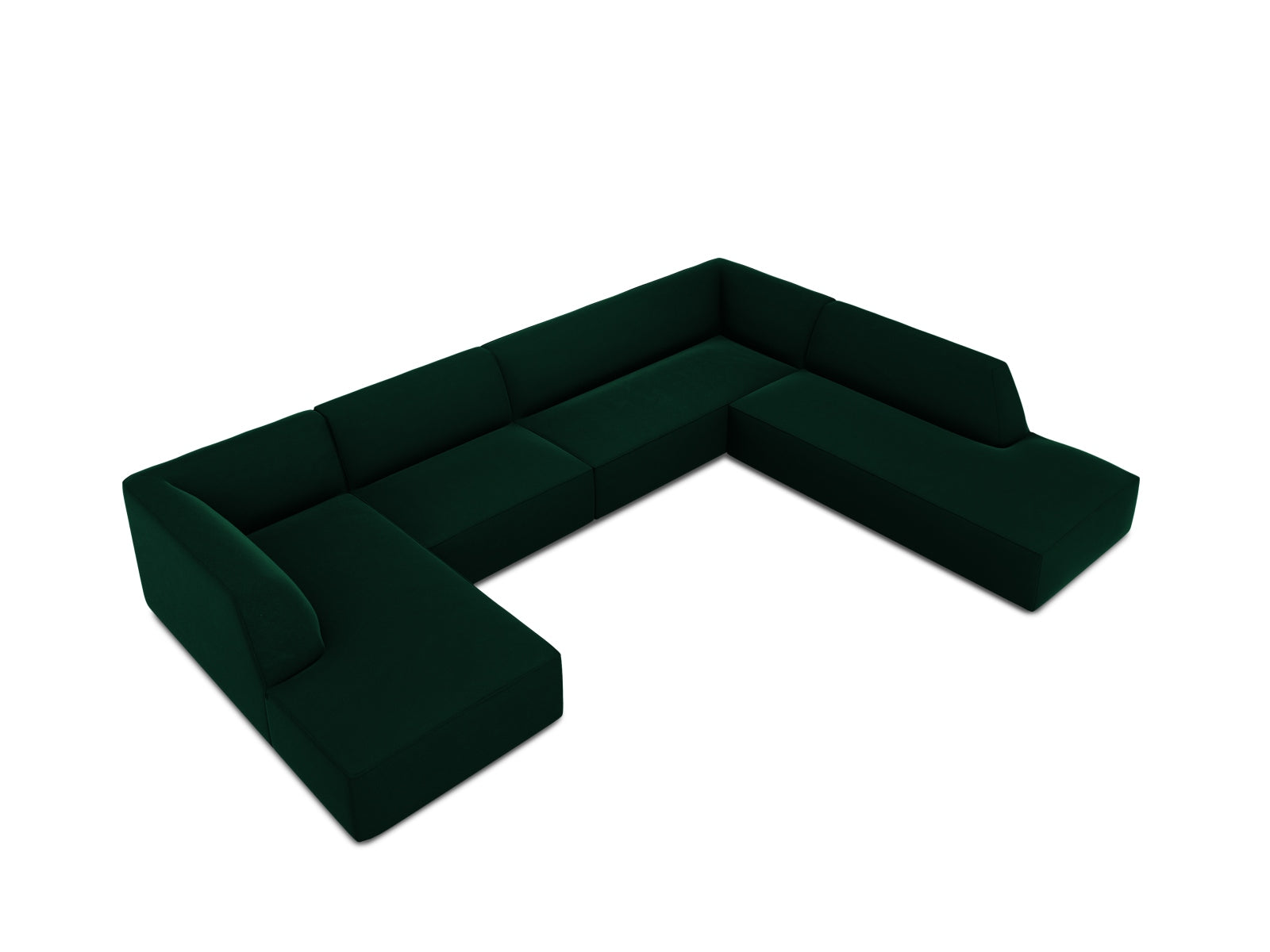 Ruby Velour Panoramic Ecksofa rechts 7 Sitzer in Bottle Green präsentiert im Onlineshop von KAQTU Design AG. Ecksofa rechts ist von Micadoni