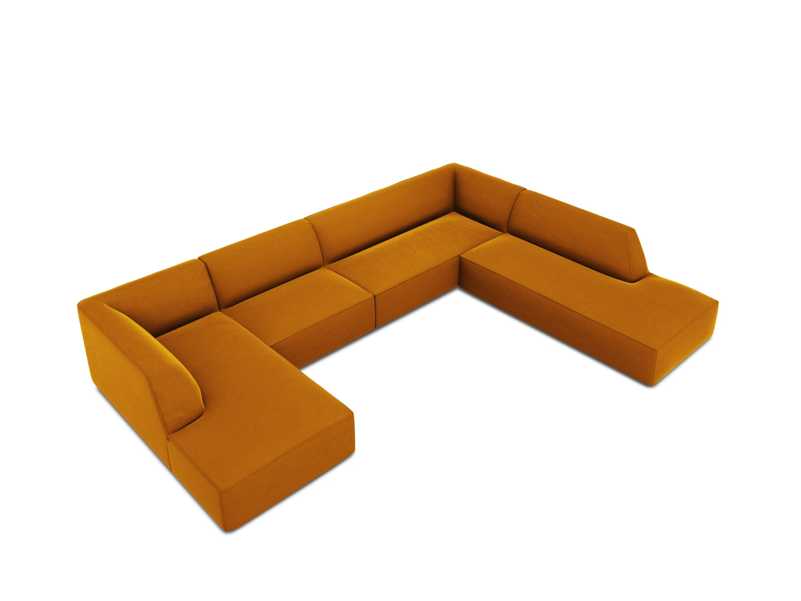 Ruby Velour Panoramic Ecksofa rechts 7 Sitzer in Yellow präsentiert im Onlineshop von KAQTU Design AG. Ecksofa rechts ist von Micadoni