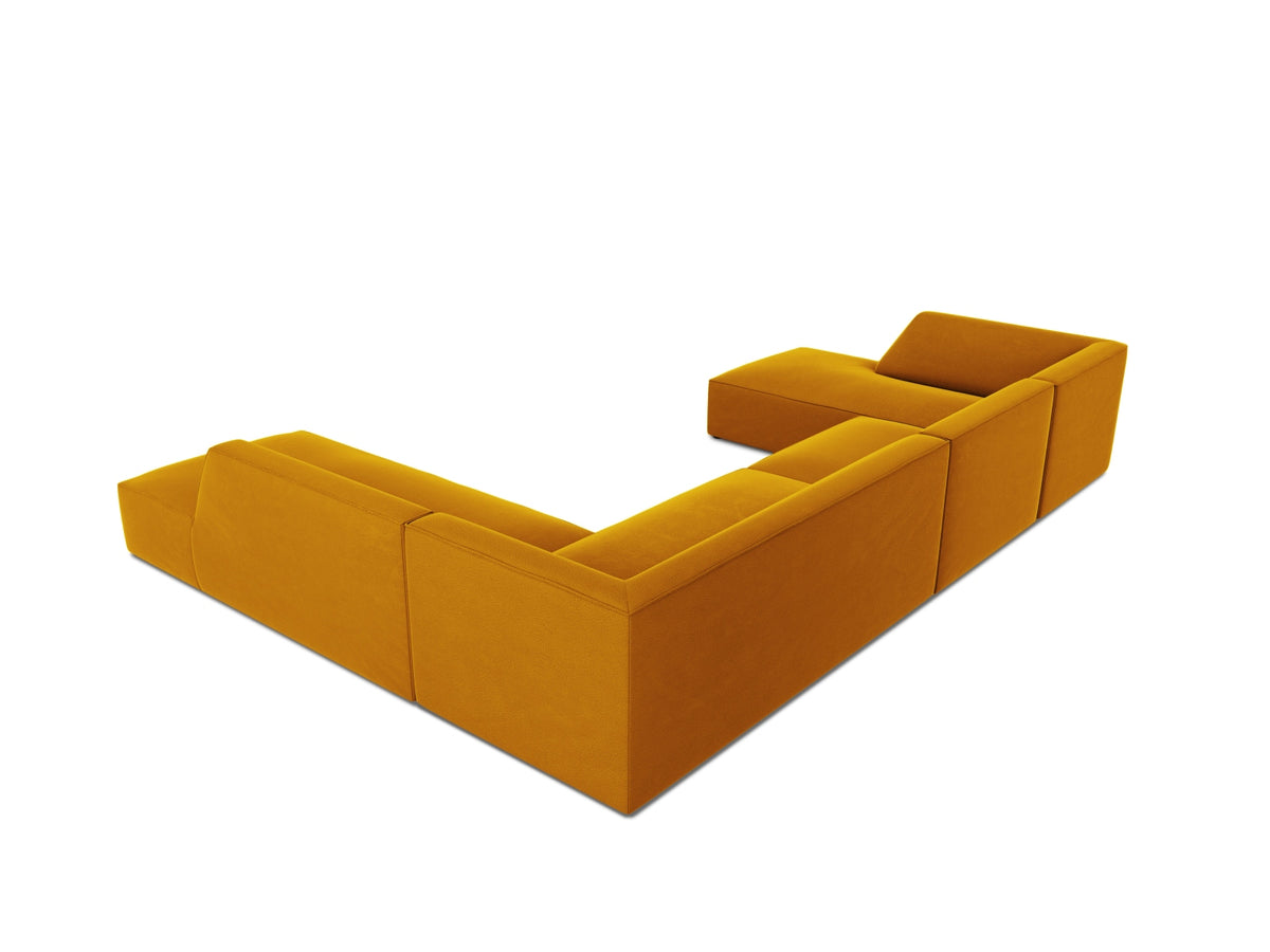 Ruby Velour Panoramic Ecksofa rechts 7 Sitzer in Yellow-Salvador präsentiert im Onlineshop von KAQTU Design AG. Ecksofa rechts ist von Micadoni