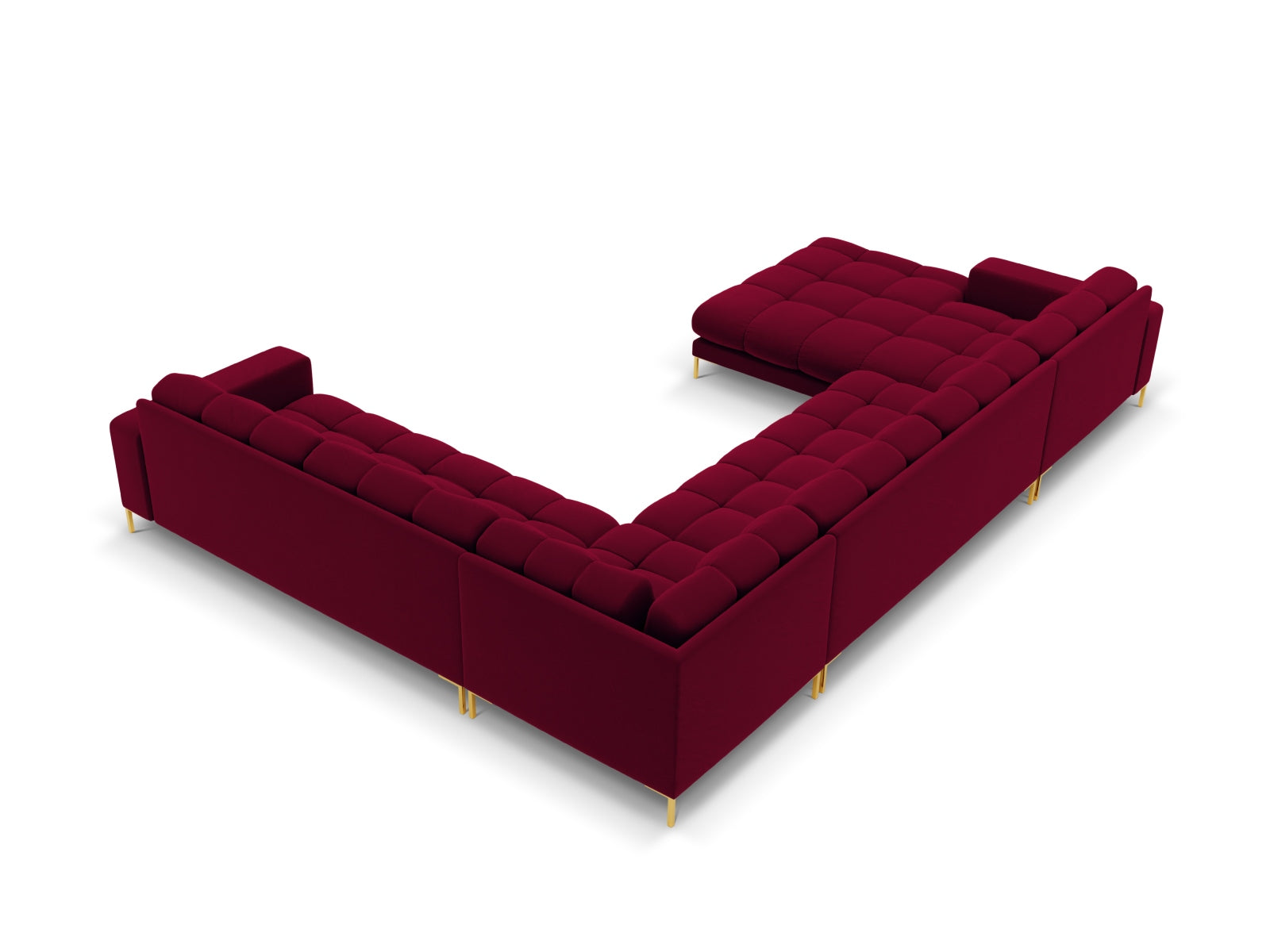 Mamaia Velour Panoramic Ecksofa rechts 7 Sitzer in Red/Gold präsentiert im Onlineshop von KAQTU Design AG. Ecksofa rechts ist von Micadoni