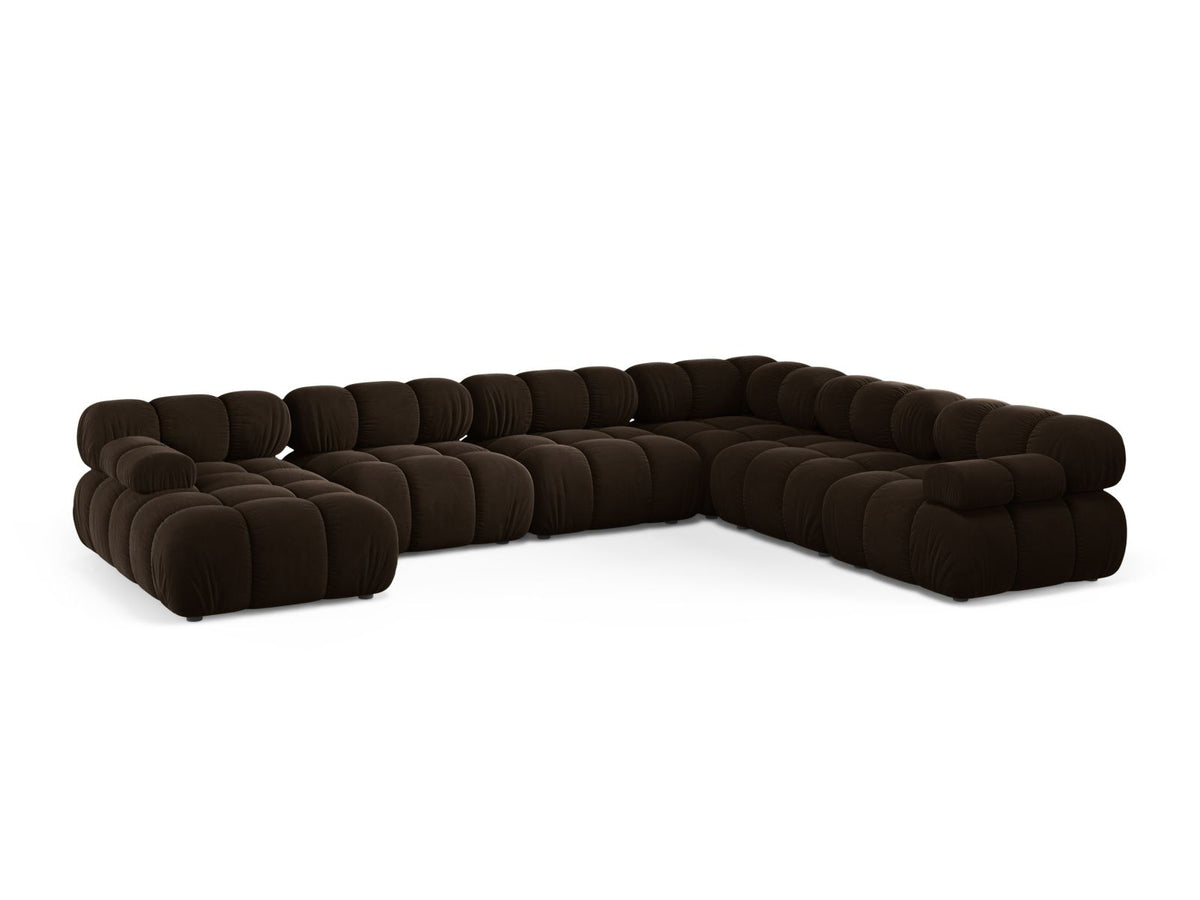 8-Sitzer Bellis Modular Ecksofa Panoramic rechts in Dark Brown-Bluvel präsentiert im Onlineshop von KAQTU Design AG. Ecksofa rechts ist von Micadoni