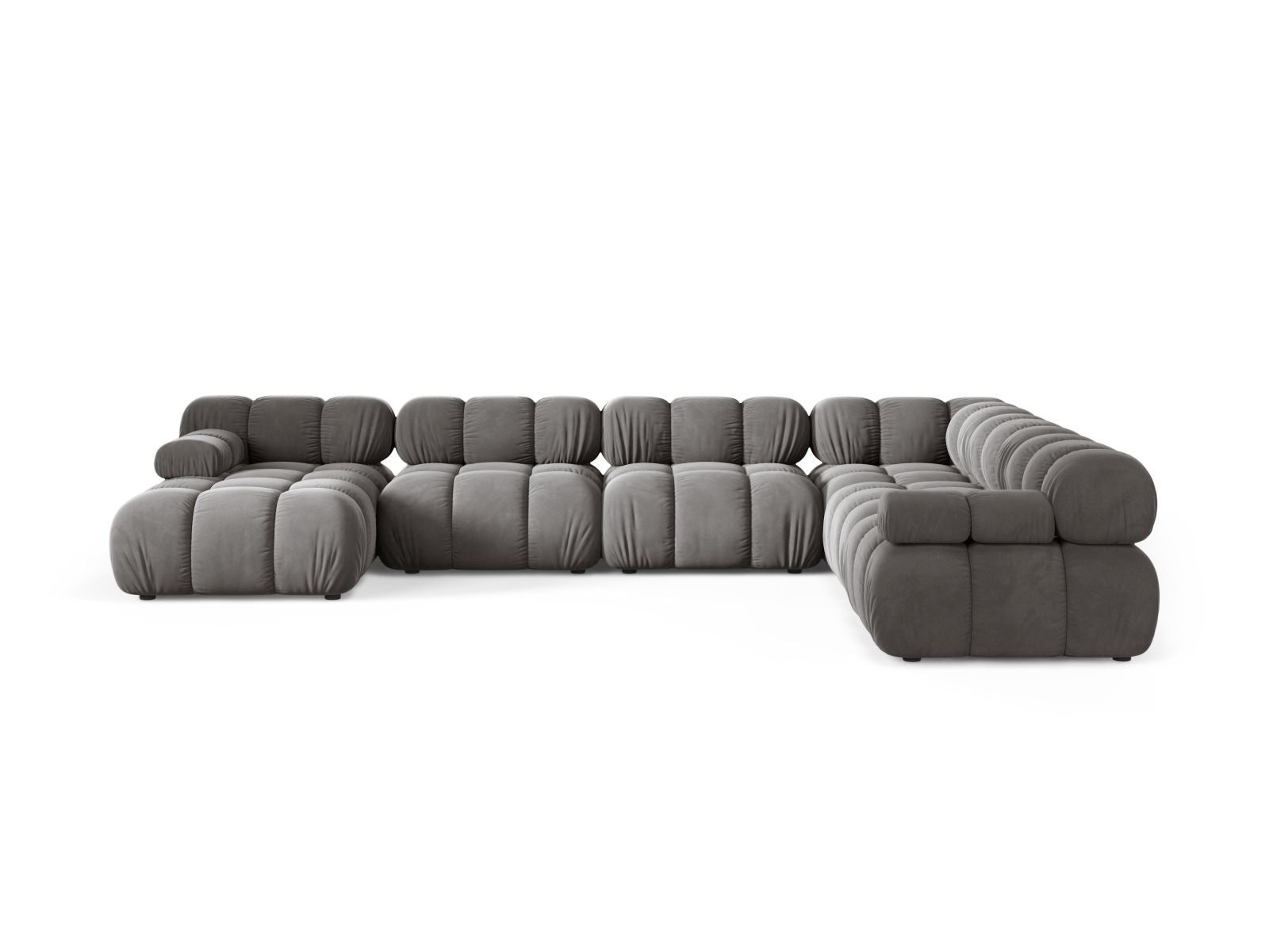 8-Sitzer Bellis Modular Ecksofa Panoramic rechts in Light Grey-Bluvel präsentiert im Onlineshop von KAQTU Design AG. Ecksofa rechts ist von Micadoni