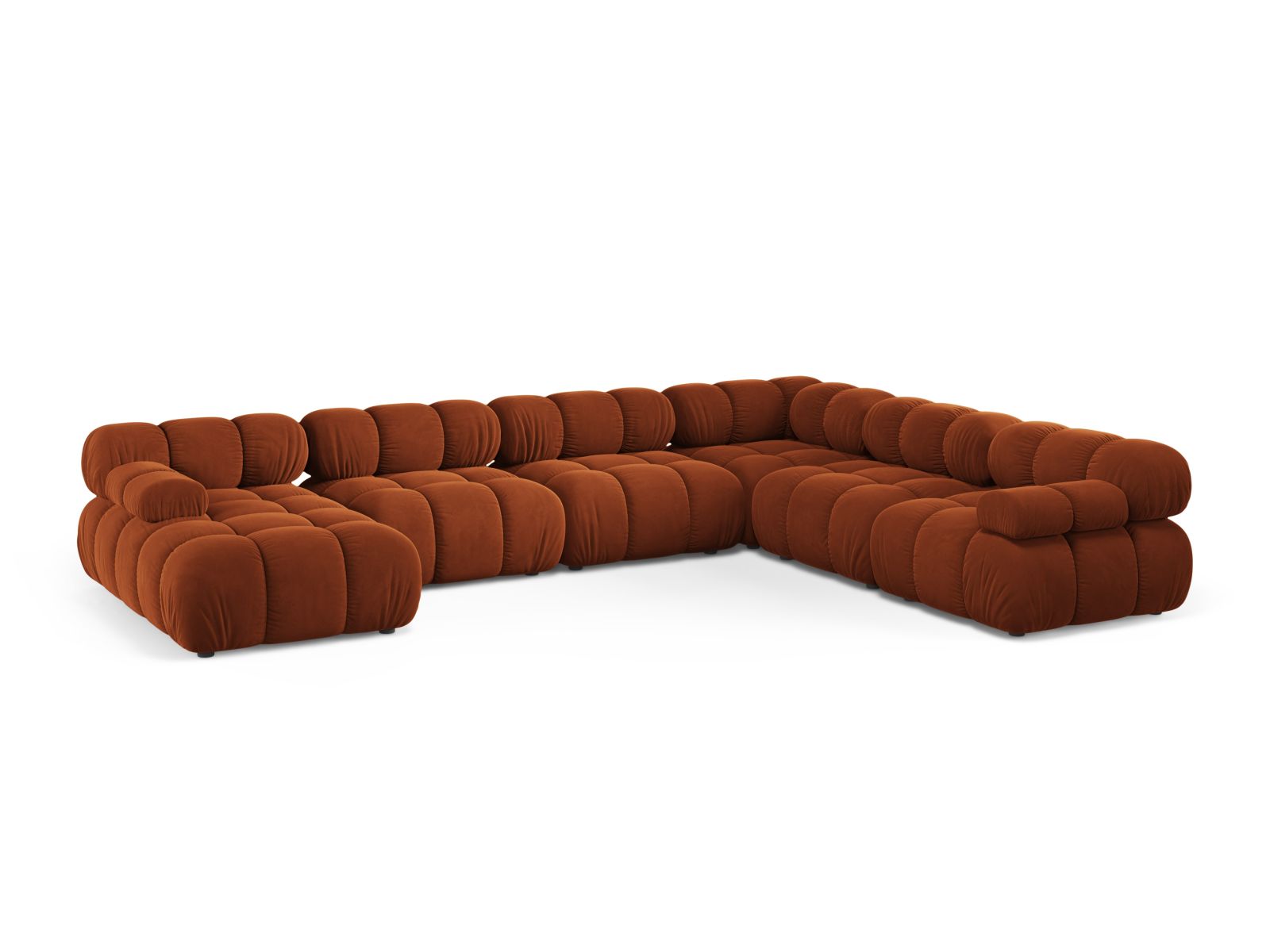 8-Sitzer Bellis Modular Ecksofa Panoramic rechts in Terracotta-Bluvel präsentiert im Onlineshop von KAQTU Design AG. Ecksofa rechts ist von Micadoni