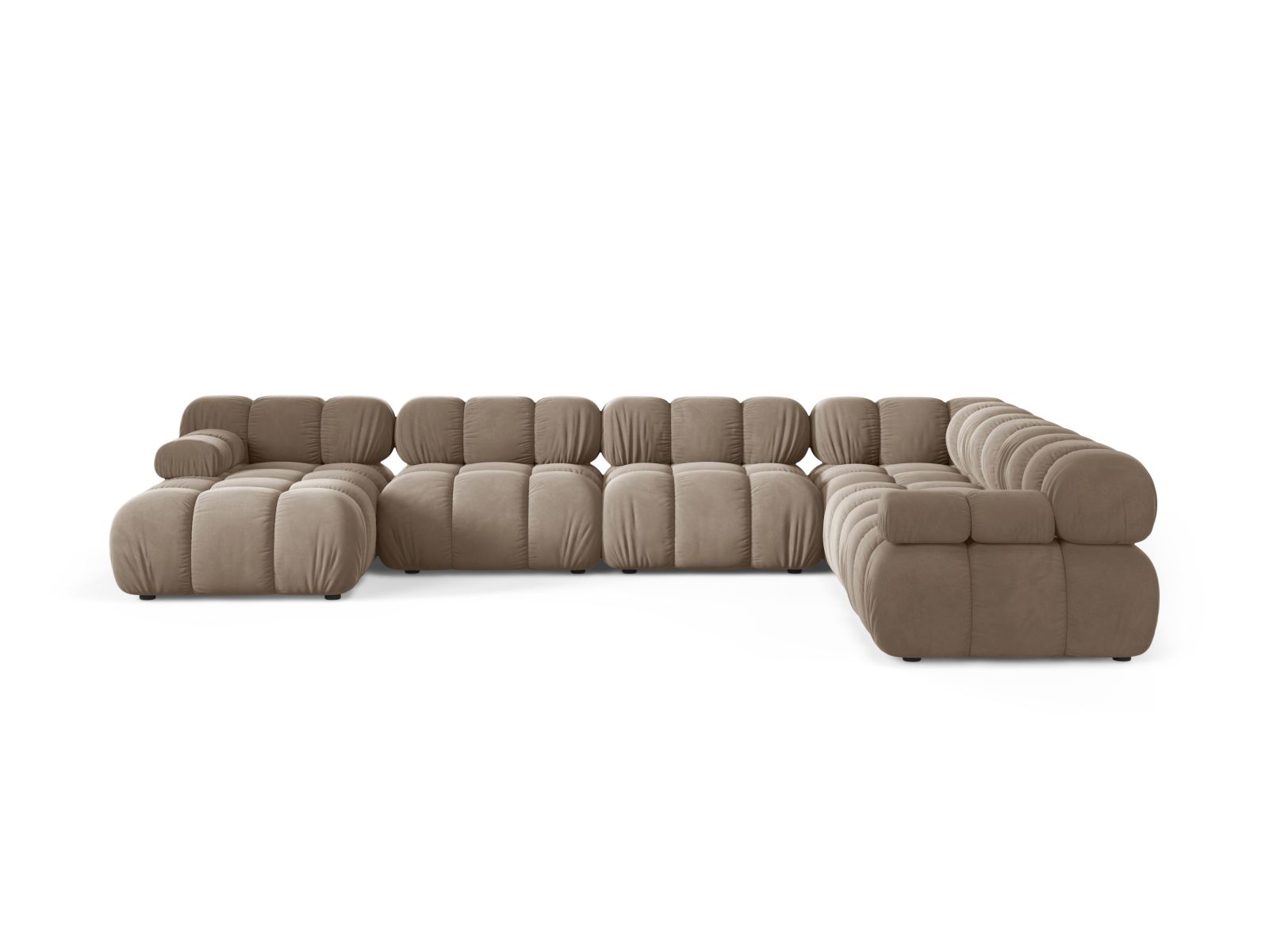 8-Sitzer Bellis Modular Ecksofa Panoramic rechts in Cappuccino-Bluvel präsentiert im Onlineshop von KAQTU Design AG. Ecksofa rechts ist von Micadoni