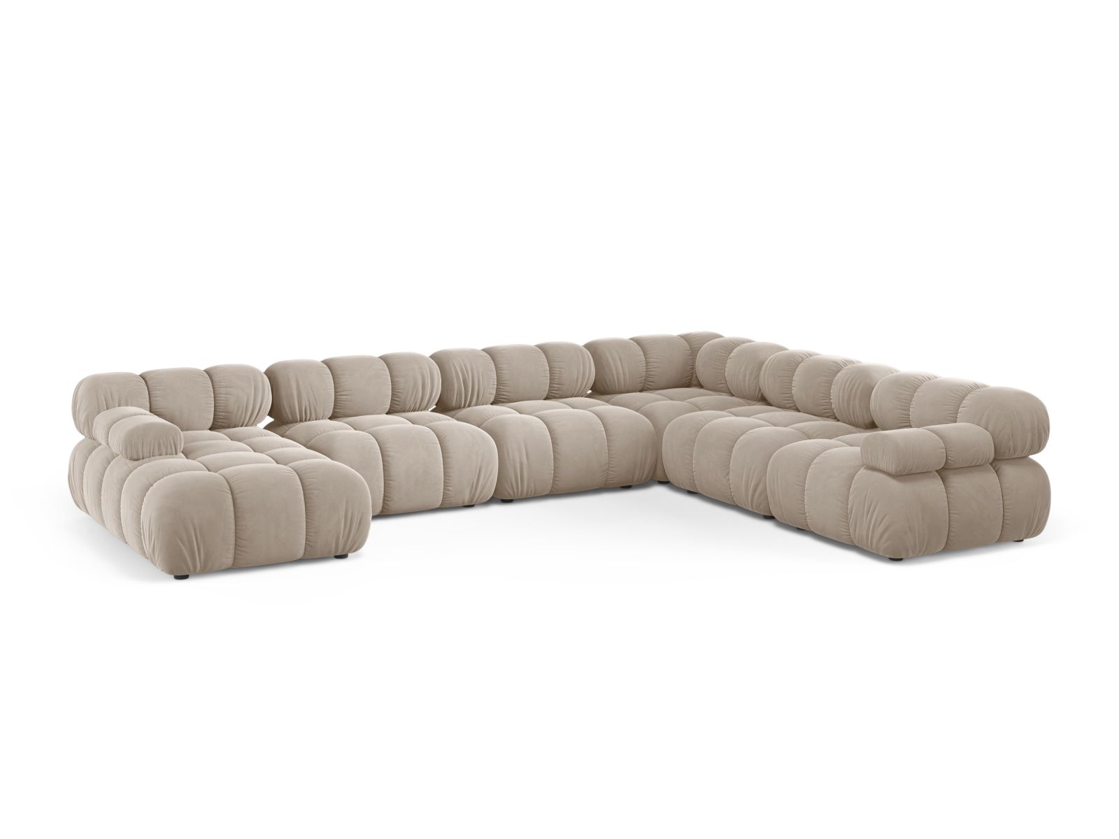 8-Sitzer Bellis Modular Ecksofa Panoramic rechts in Dark Beige-Bluvel präsentiert im Onlineshop von KAQTU Design AG. Ecksofa rechts ist von Micadoni