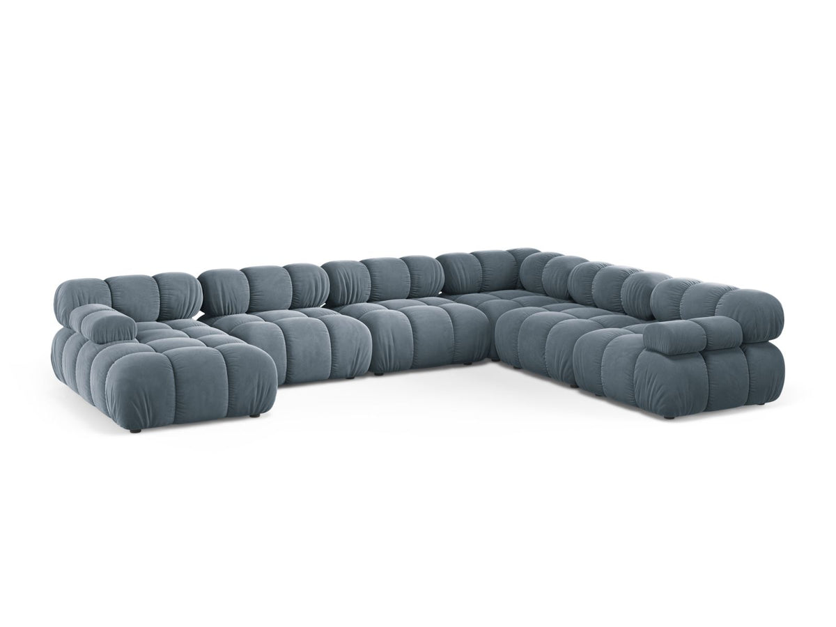 8-Sitzer Bellis Modular Ecksofa Panoramic rechts in Light Blue-Bluvel präsentiert im Onlineshop von KAQTU Design AG. Ecksofa rechts ist von Micadoni