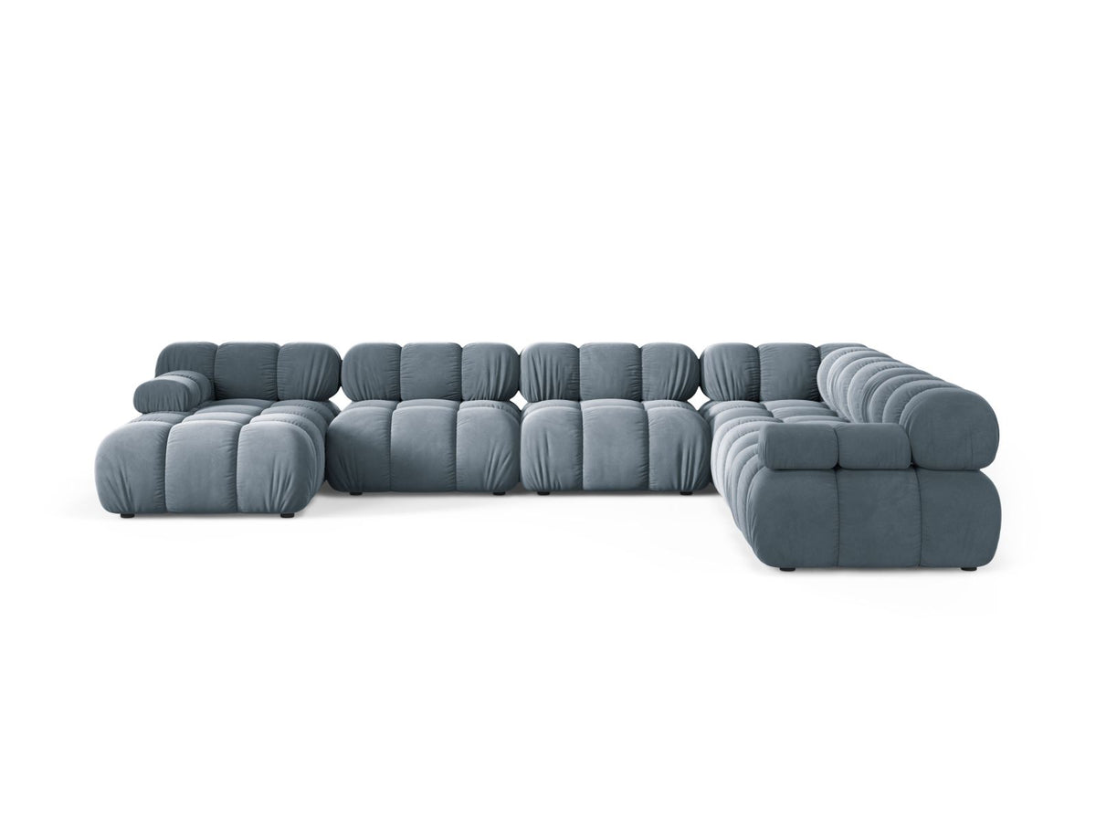 8-Sitzer Bellis Modular Ecksofa Panoramic rechts in Light Blue-Bluvel präsentiert im Onlineshop von KAQTU Design AG. Ecksofa rechts ist von Micadoni