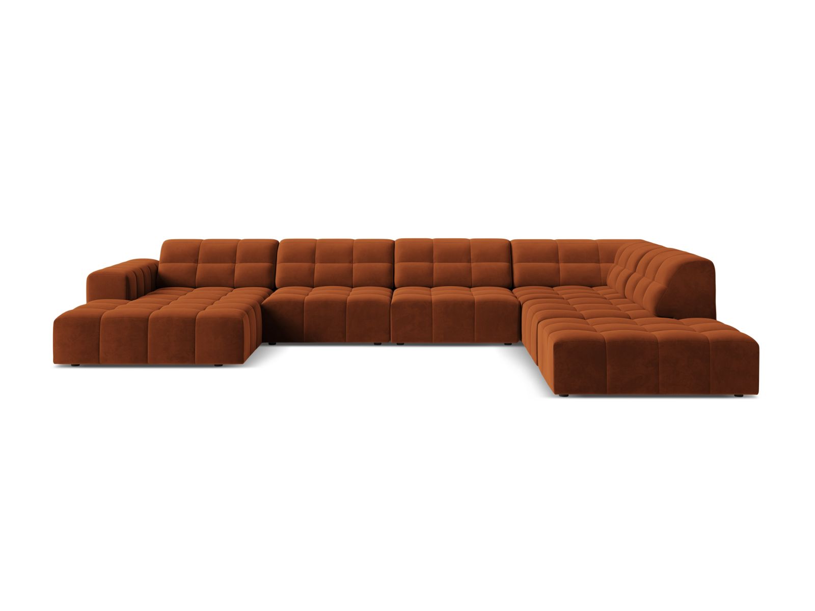 7-Sitzer Panoramic Ecksofa rechts Jennifer in Terracotta-Bluvel präsentiert im Onlineshop von KAQTU Design AG. Ecksofa rechts ist von Micadoni