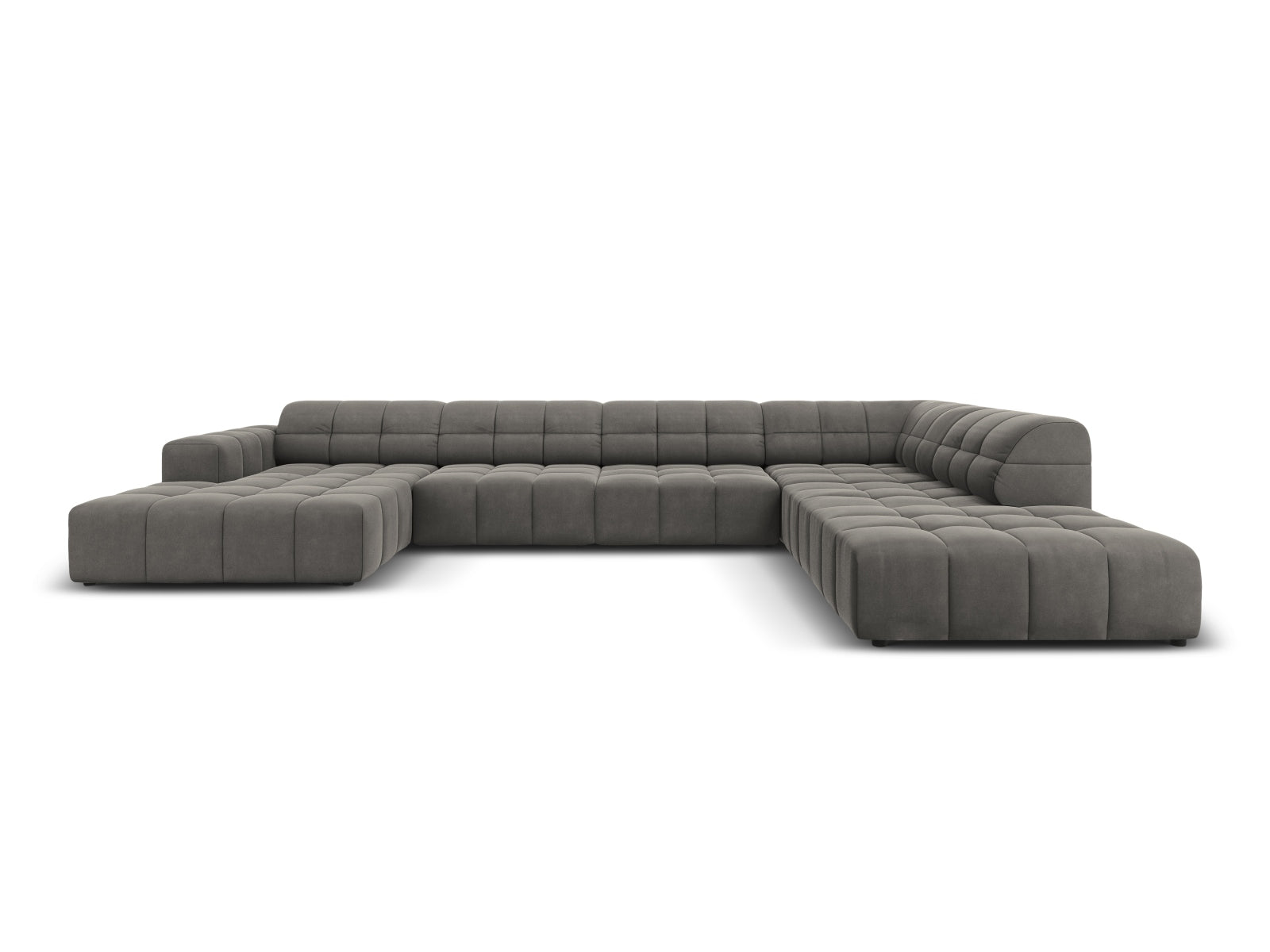 Jennifer Velour Panoramic Ecksofa rechts 7 Sitzer in Light Grey präsentiert im Onlineshop von KAQTU Design AG. Ecksofa rechts ist von Micadoni