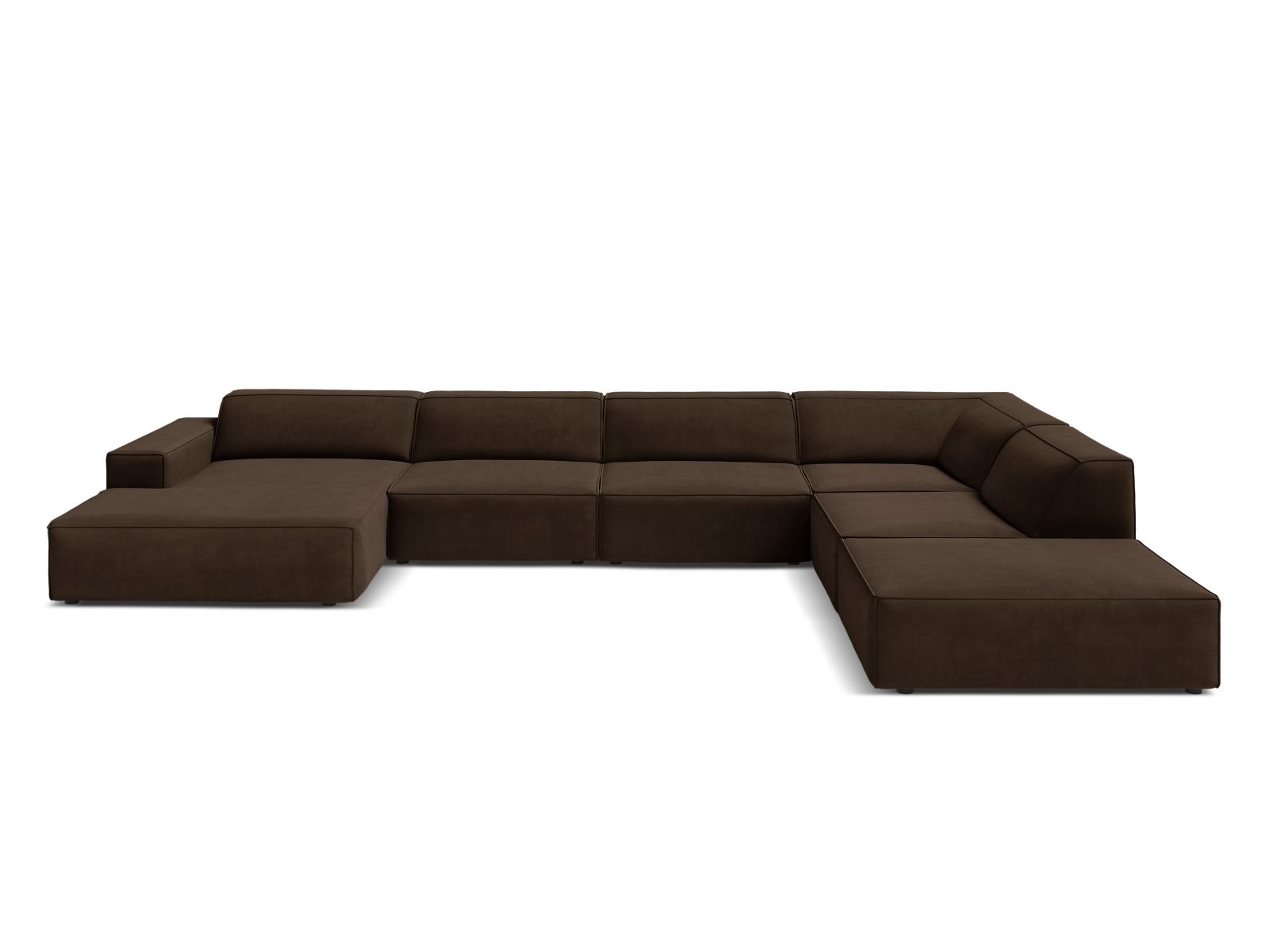 Jodie Velour modulares Panoramic Ecksofa rechts 7 Sitzer in Dark Brown-Bluvel präsentiert im Onlineshop von KAQTU Design AG. Ecksofa rechts ist von Micadoni