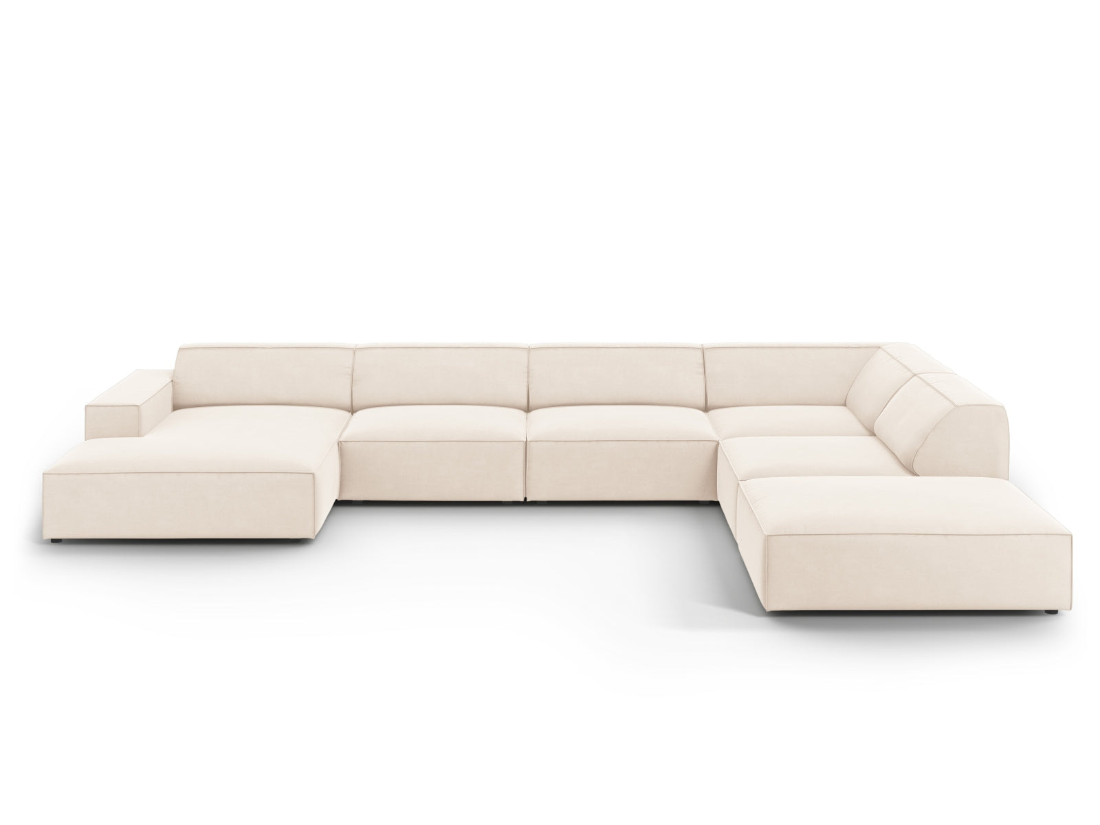 Jodie Velour modulares Panoramic Ecksofa rechts 7 Sitzer in Light Beige-Bluvel präsentiert im Onlineshop von KAQTU Design AG. Ecksofa rechts ist von Micadoni