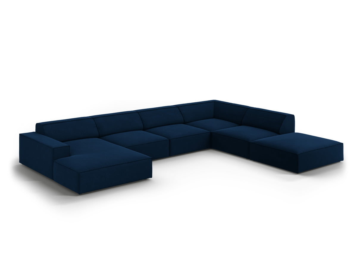 Jodie Velour modulares Panoramic Ecksofa rechts 7 Sitzer in Royal Blue-Bluvel präsentiert im Onlineshop von KAQTU Design AG. Ecksofa rechts ist von Micadoni