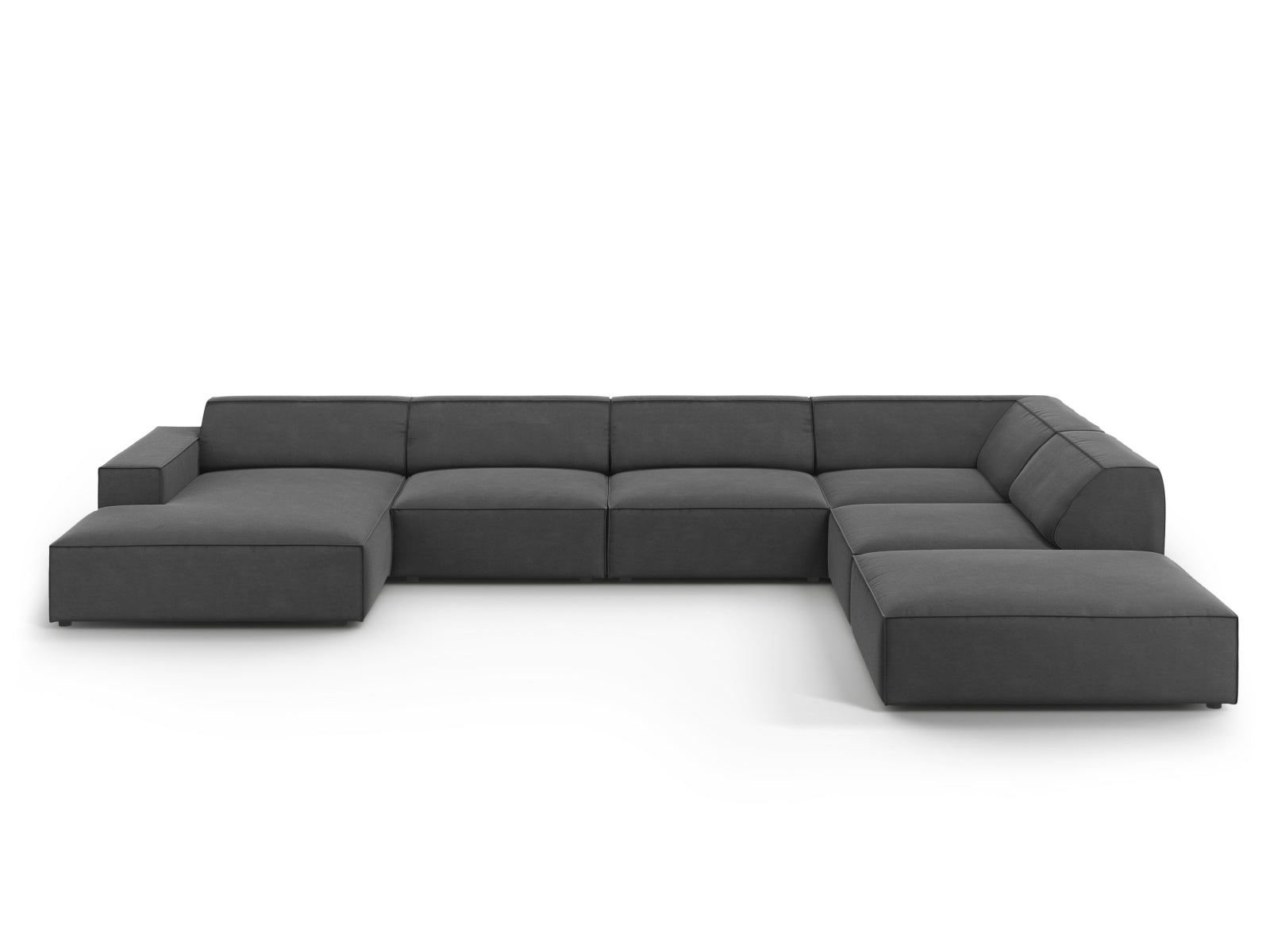 Jodie Velour modulares Panoramic Ecksofa rechts 7 Sitzer in Grey-Bluvel präsentiert im Onlineshop von KAQTU Design AG. Ecksofa rechts ist von Micadoni