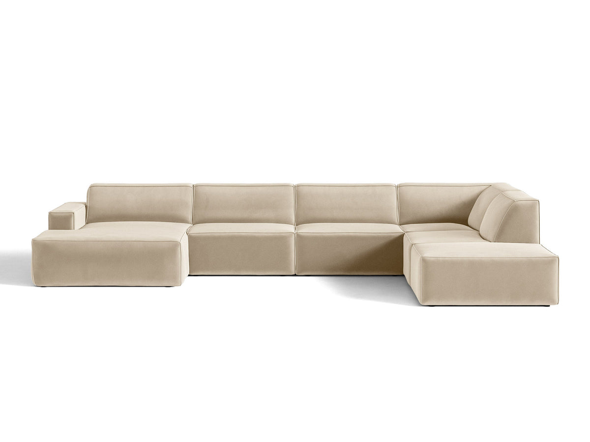 Jodie Velour modulares Panoramic Ecksofa rechts 7 Sitzer in Dark Beige-Bluvel präsentiert im Onlineshop von KAQTU Design AG. Ecksofa rechts ist von Micadoni