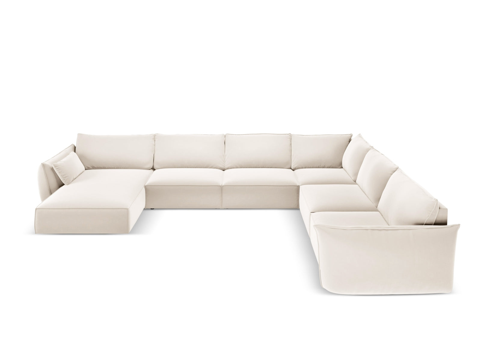 Kaelle Velour Panoramic Ecksofa rechts 8 Sitzer in Light Beige präsentiert im Onlineshop von KAQTU Design AG. Ecksofa rechts ist von Micadoni