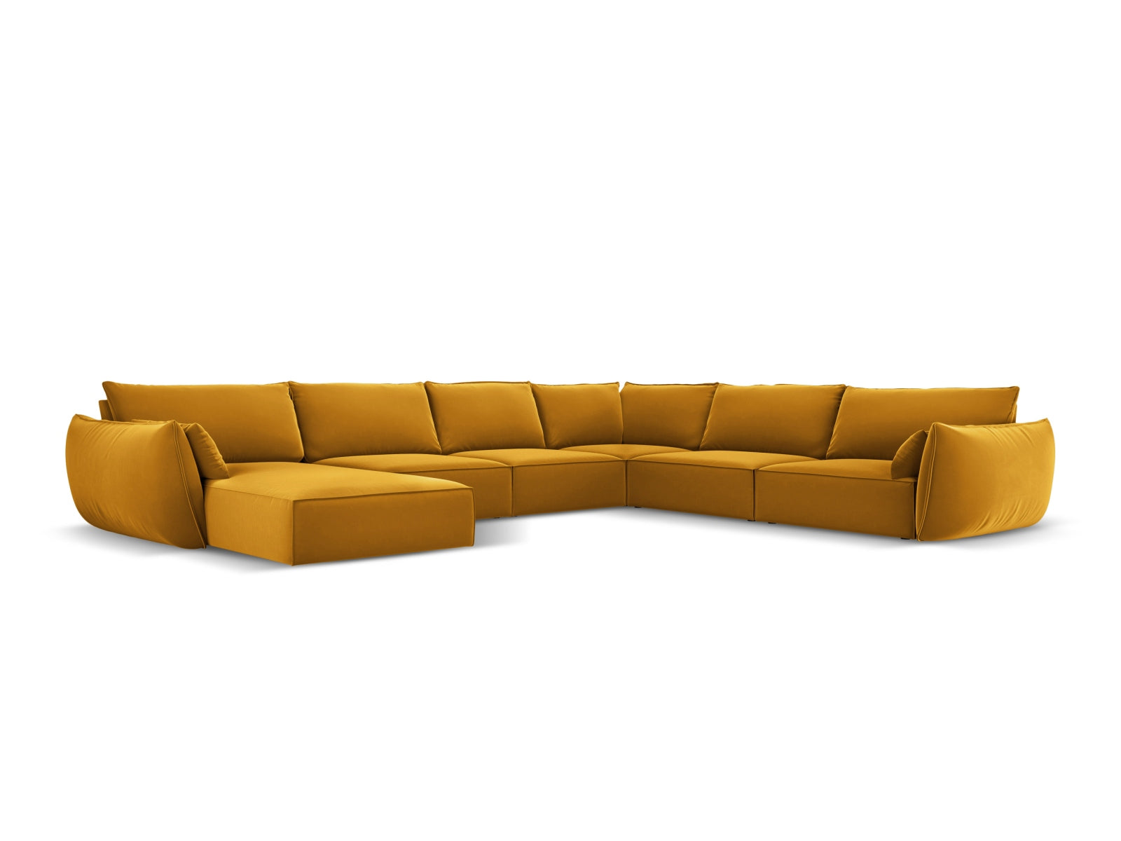 Kaelle Velour Panoramic Ecksofa rechts 8 Sitzer in Yellow präsentiert im Onlineshop von KAQTU Design AG. Ecksofa rechts ist von Micadoni