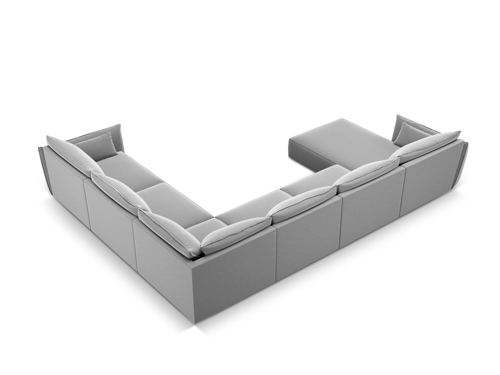 Entdecken Sie das stilvolle Kaelle Velour Panoramic Ecksofa rechts von Micadoni – ein 8-Sitzer für höchsten Komfort und elegantes Wohnen.