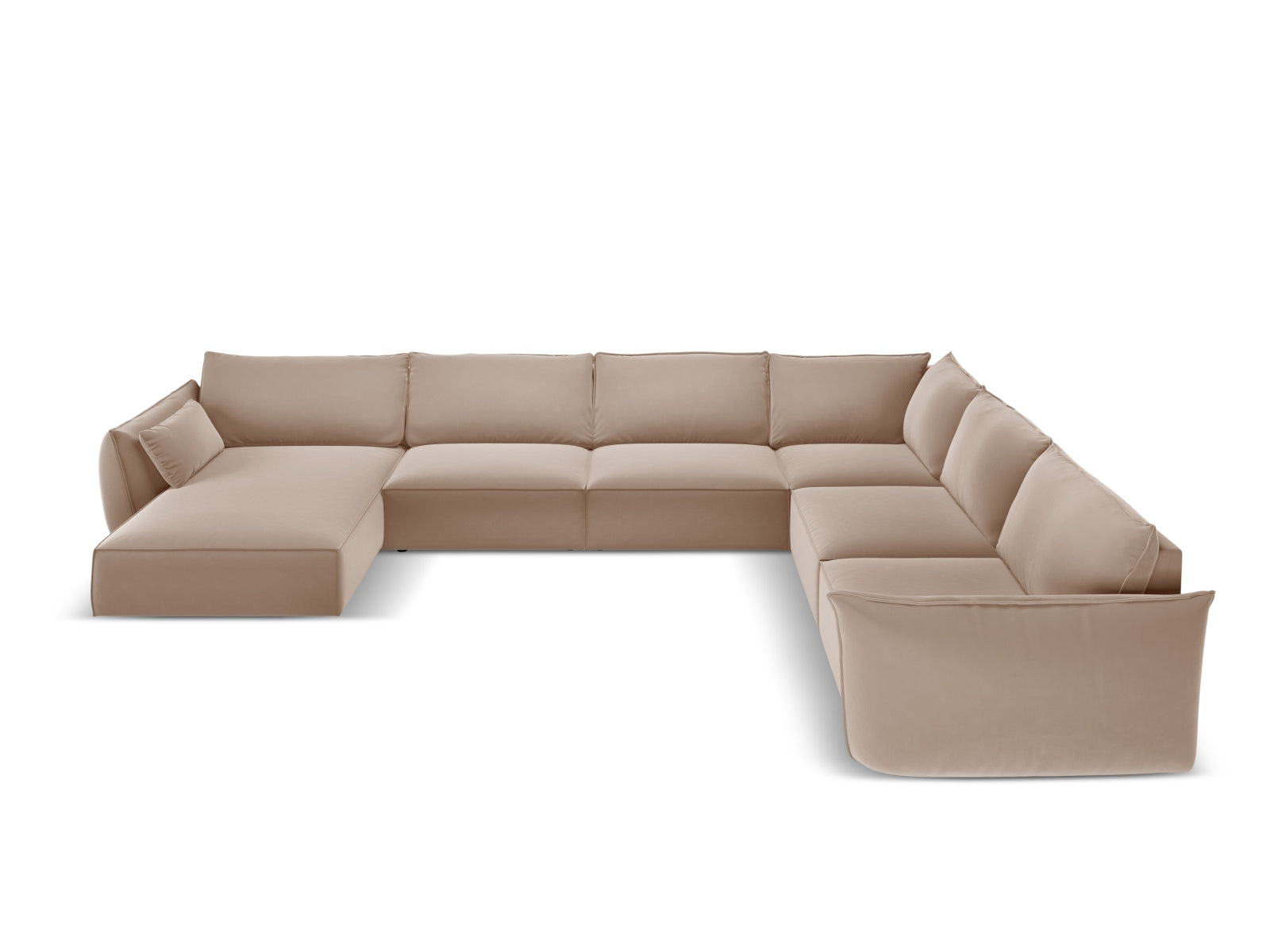 Kaelle Velour Panoramic Ecksofa rechts 8 Sitzer in Beige präsentiert im Onlineshop von KAQTU Design AG. Ecksofa rechts ist von Micadoni