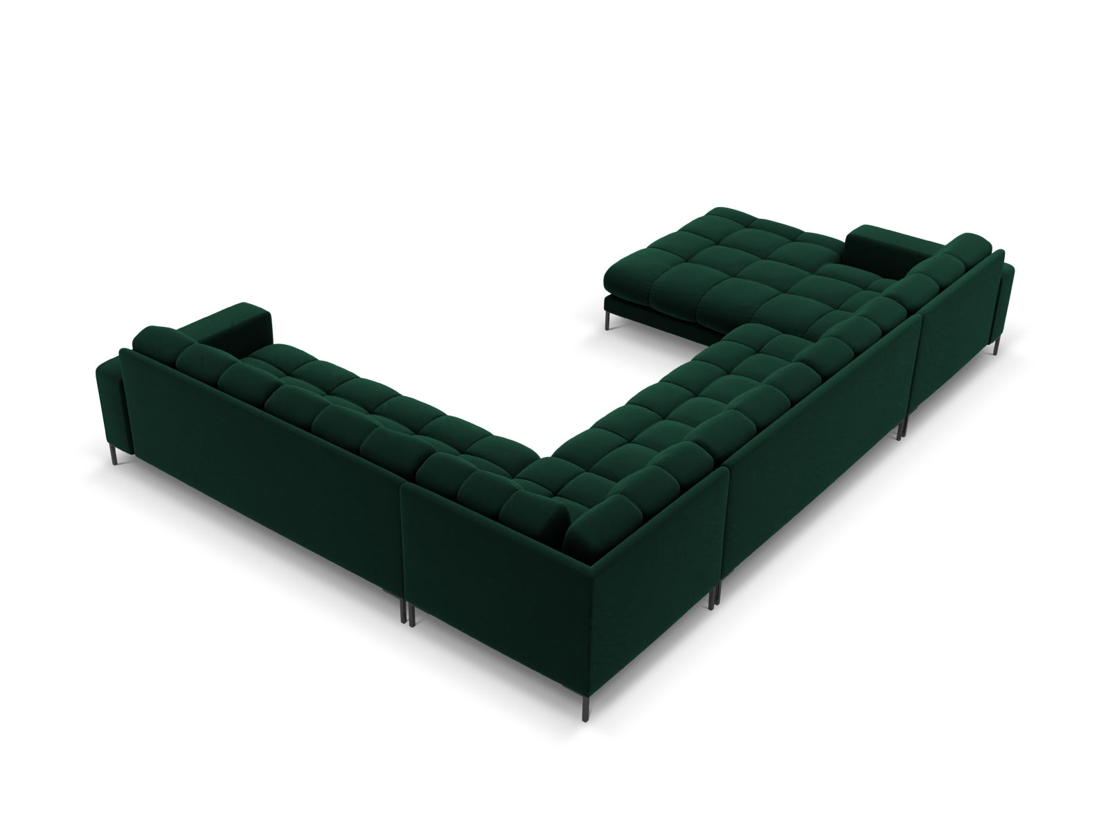 Mamaia Velour Panoramic Ecksofa rechts 7 Sitzer in Bottle Green/Schwarz präsentiert im Onlineshop von KAQTU Design AG. Ecksofa rechts ist von Micadoni