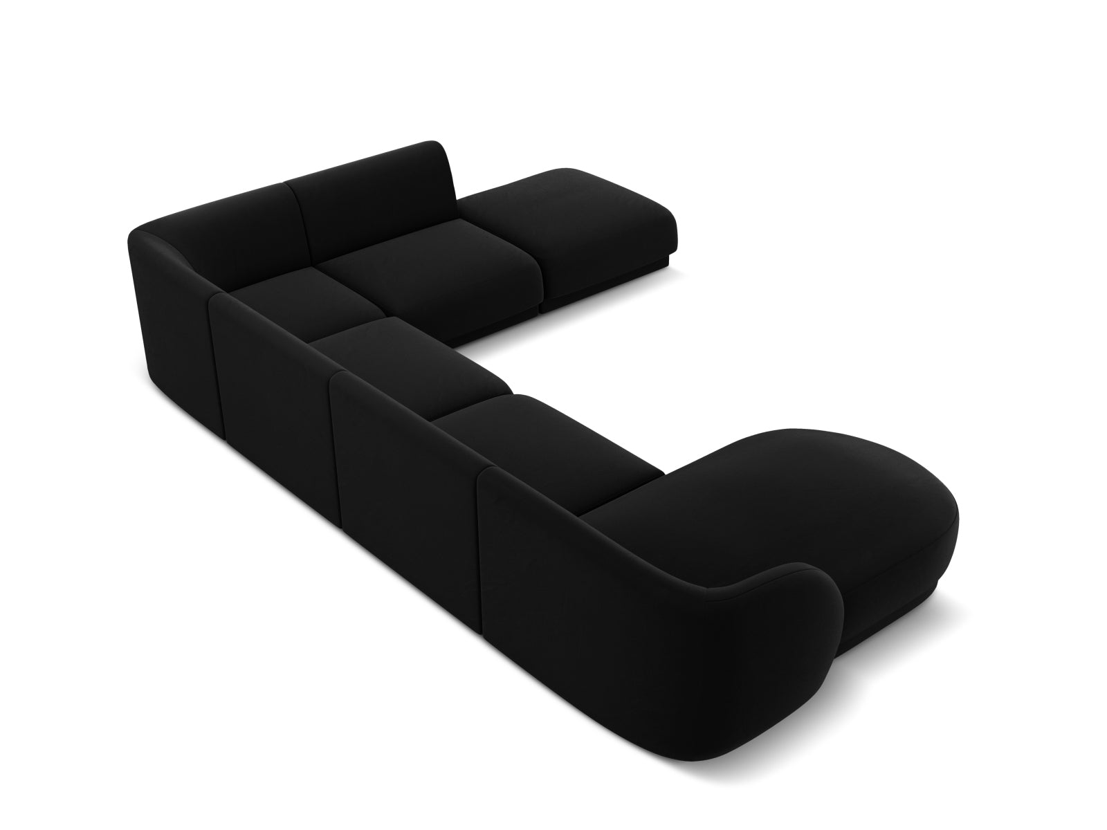 Elegantes Miley Velour Panoramic Ecksofa rechts für 6 Personen in modernem Design, ideal für gemütliche und stilvolle Wohnräume.