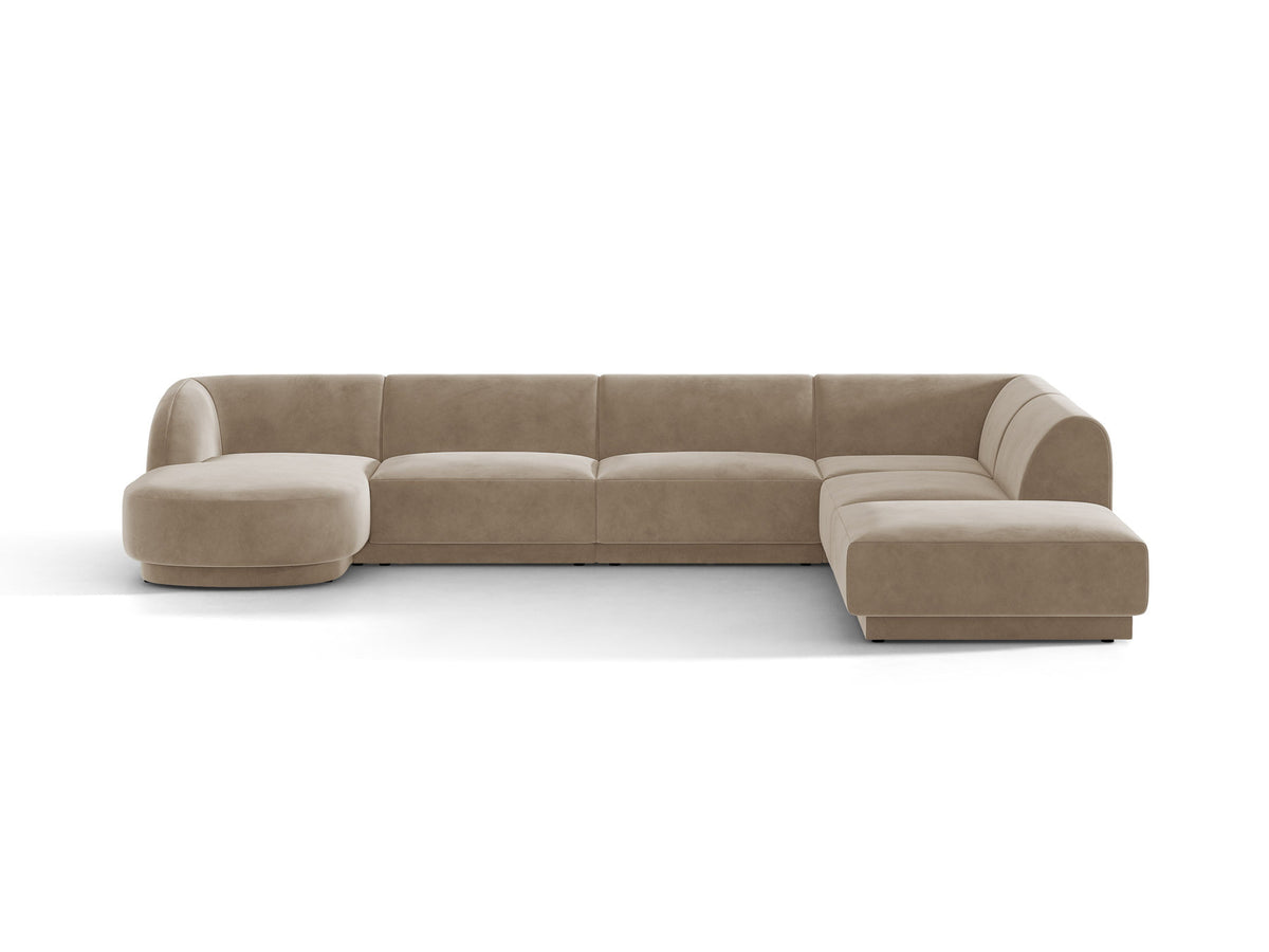 Miley Velour Panoramic Ecksofa rechts 6 Sitzer in Cappuccino-Bluvel präsentiert im Onlineshop von KAQTU Design AG. Ecksofa rechts ist von Micadoni