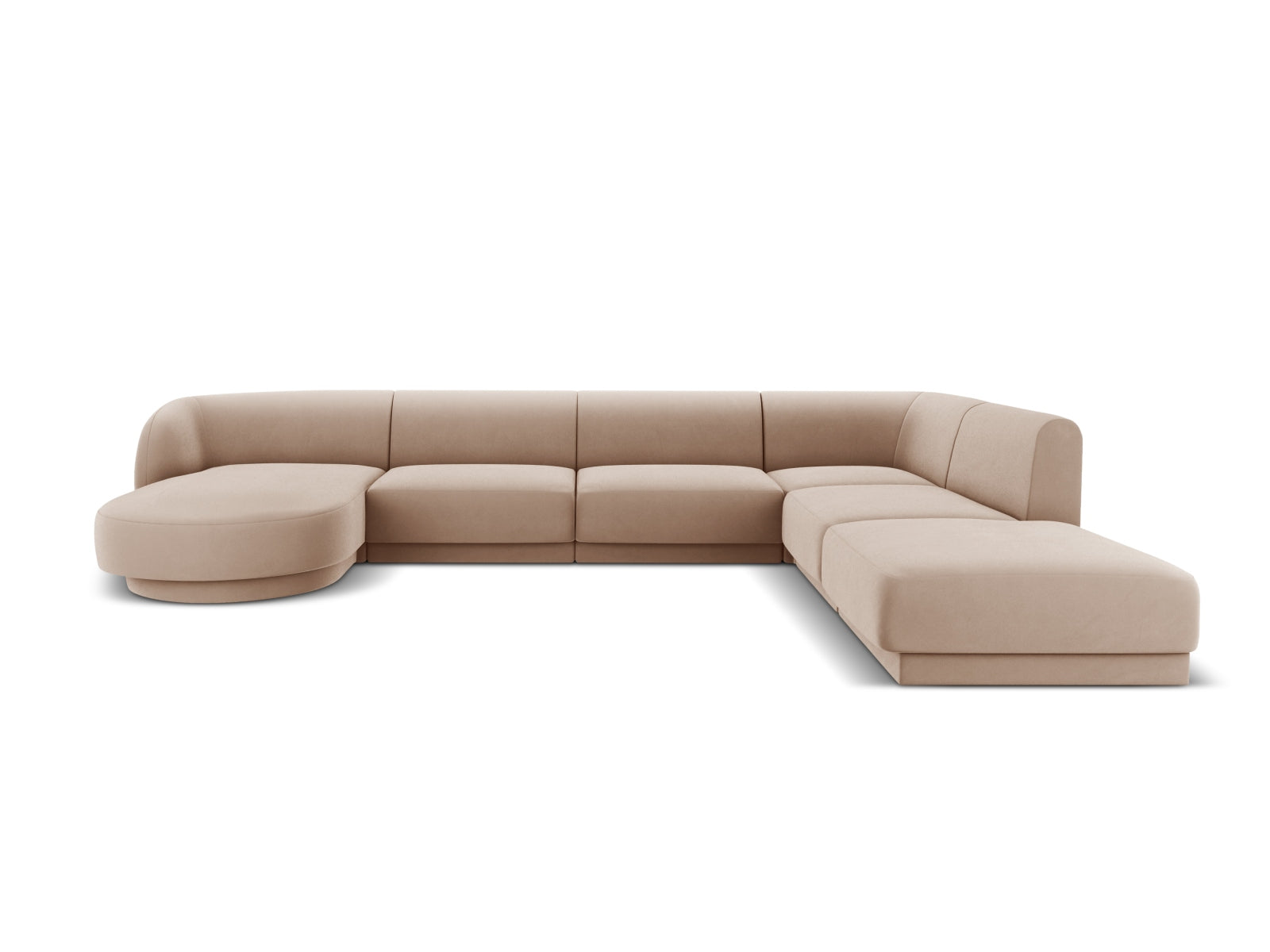 Miley Velour Panoramic Ecksofa rechts 6 Sitzer in Cappuccino-Bluvel präsentiert im Onlineshop von KAQTU Design AG. Ecksofa rechts ist von Micadoni
