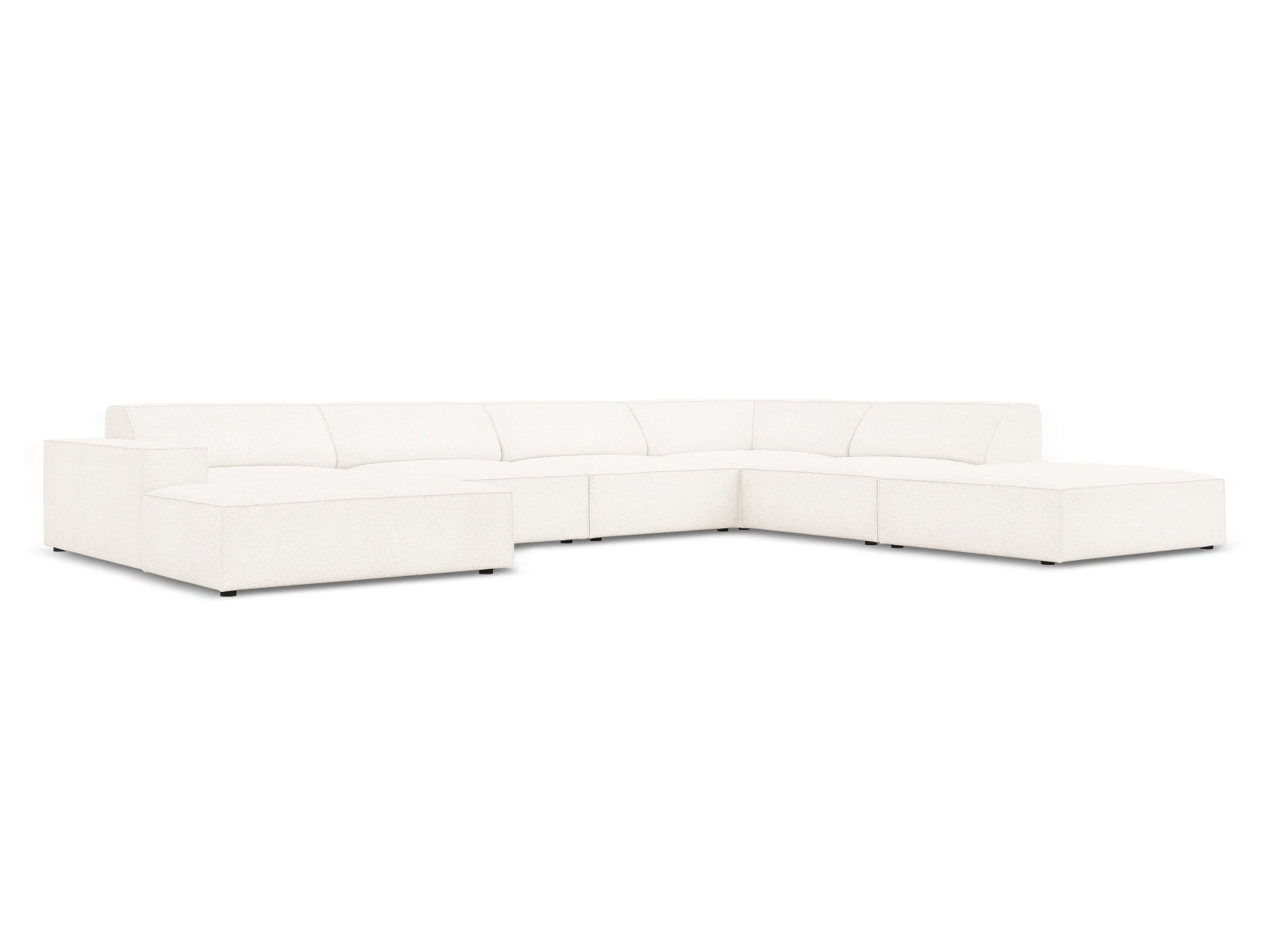 Jodie Boucle modulares Panoramic Ecksofa rechts 7 Sitzer in Beige präsentiert im Onlineshop von KAQTU Design AG. Ecksofa rechts ist von Micadoni