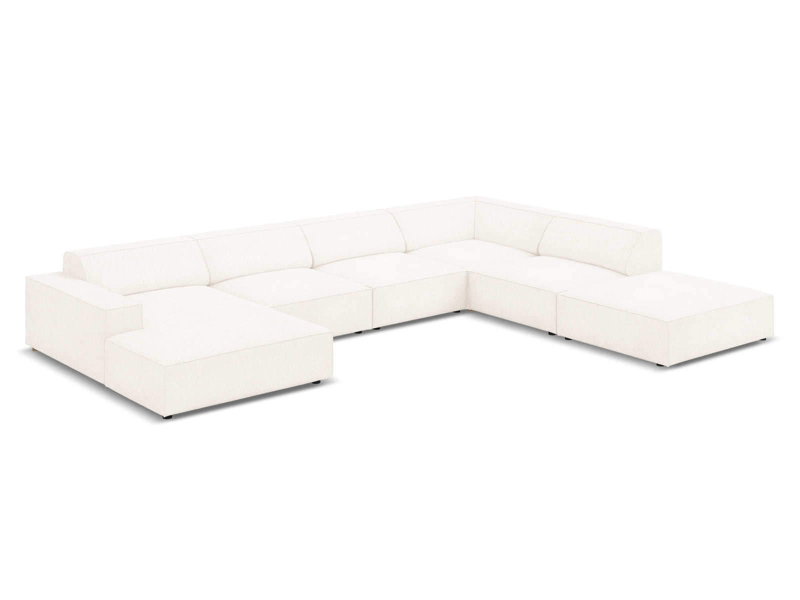Jodie Boucle modulares Panoramic Ecksofa rechts 7 Sitzer in Beige präsentiert im Onlineshop von KAQTU Design AG. Ecksofa rechts ist von Micadoni