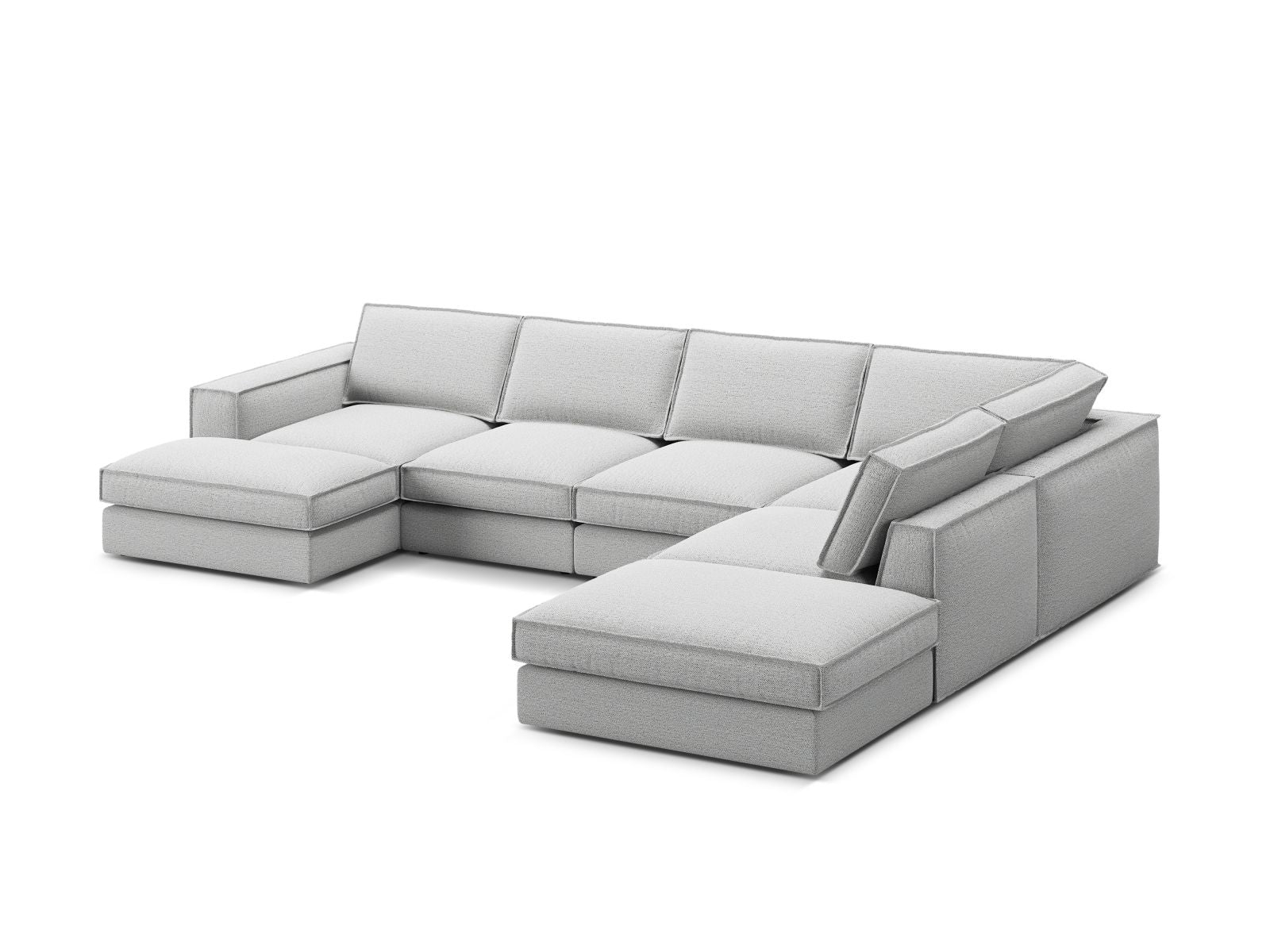 Elegantes 5-Sitzer Ecksofa Panoramic rechts in dezentem Grau, ideal für gemütliche Wohnräume, vereint Funktionalität und modernes Flair von Micadoni.