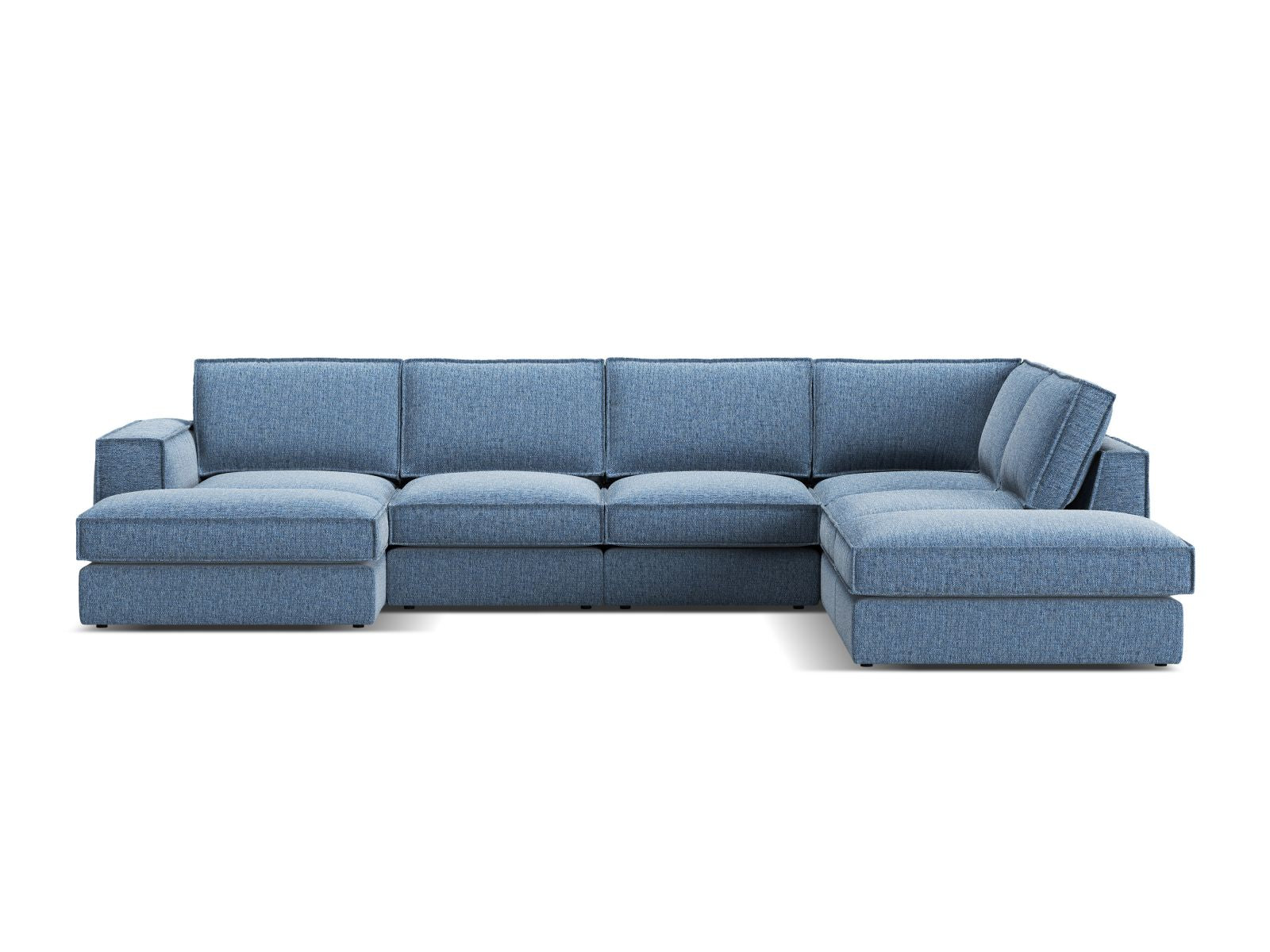 5-Sitzer Modular Ecksofa Panoramic rechts Pola in Dark Blue-Babel präsentiert im Onlineshop von KAQTU Design AG. Ecksofa rechts ist von Micadoni