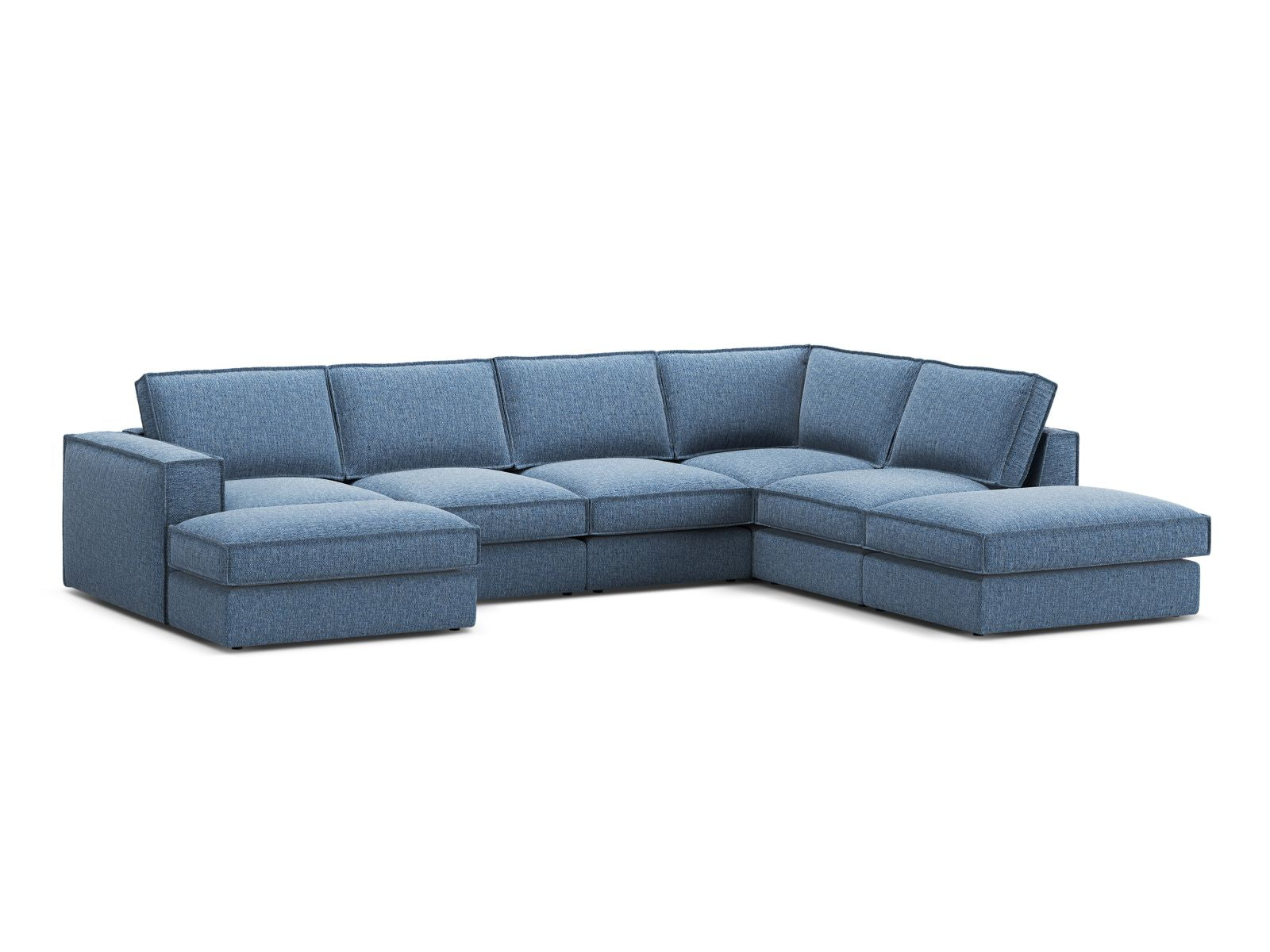 Elegantes 5-Sitzer Ecksofa Panoramic rechts in Dunkelblau von Micadoni, ideal für stilvolle Wohnräume und gemütliche Abende.