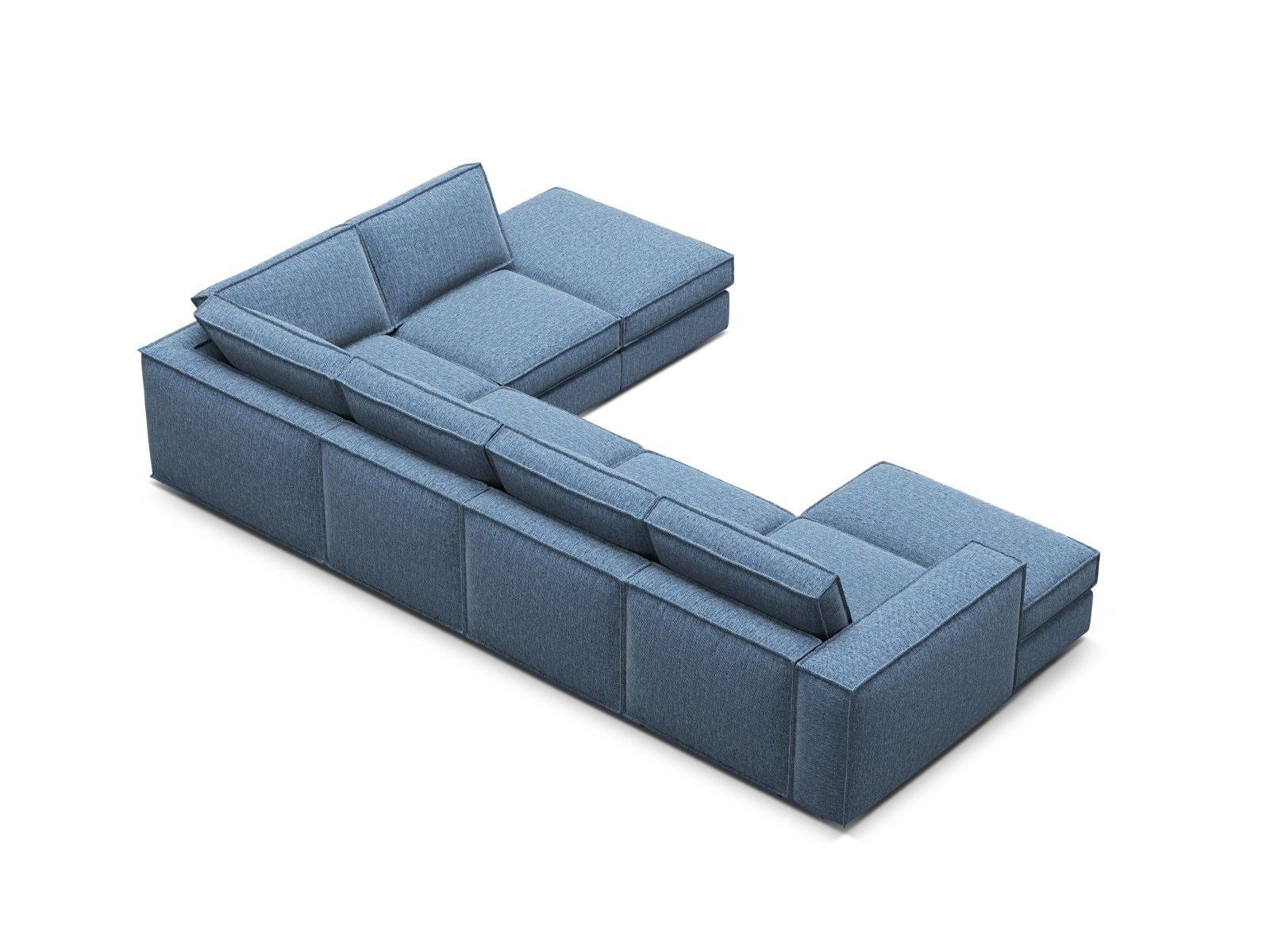 Stilvolles 5-Sitzer Ecksofa Panoramic rechts in tiefem Blau von Micadoni, perfekt für entspannte Stunden und zeitgemäße Einrichtung.
