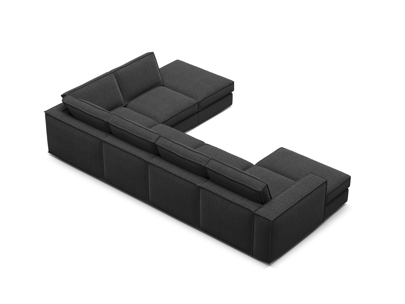 Stylisches 5-Sitzer Ecksofa Panoramic rechts in edlem Schwarz, perfekt für gesellige Abende und stilvolle Wohnräume.