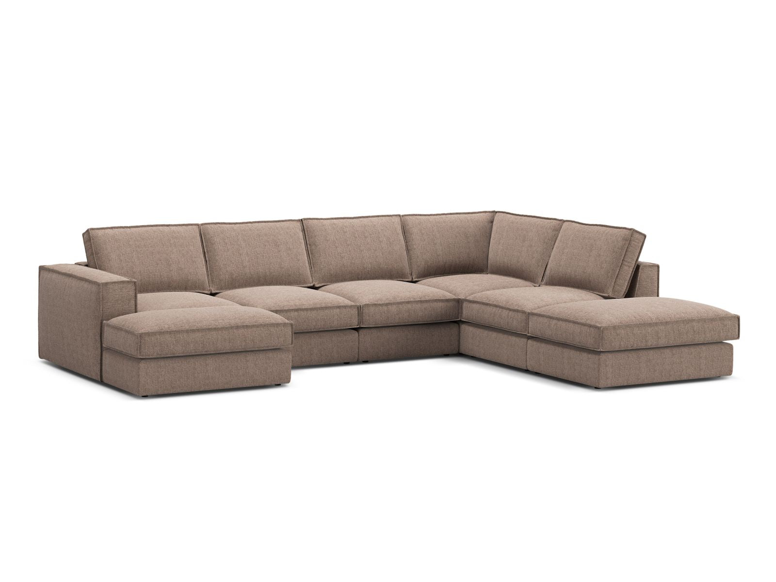 Elegantes 5-Sitzer Ecksofa Panoramic rechts in hellem Braun, ideal für moderne Wohnräume, von Micadoni, stilvoll und komfortabel.