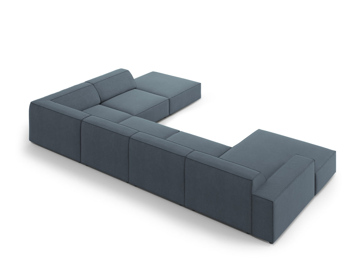 Jodie Modulares Panoramic Ecksofa rechts 7 Sitzer in Blue-Megan präsentiert im Onlineshop von KAQTU Design AG. Ecksofa rechts ist von Micadoni
